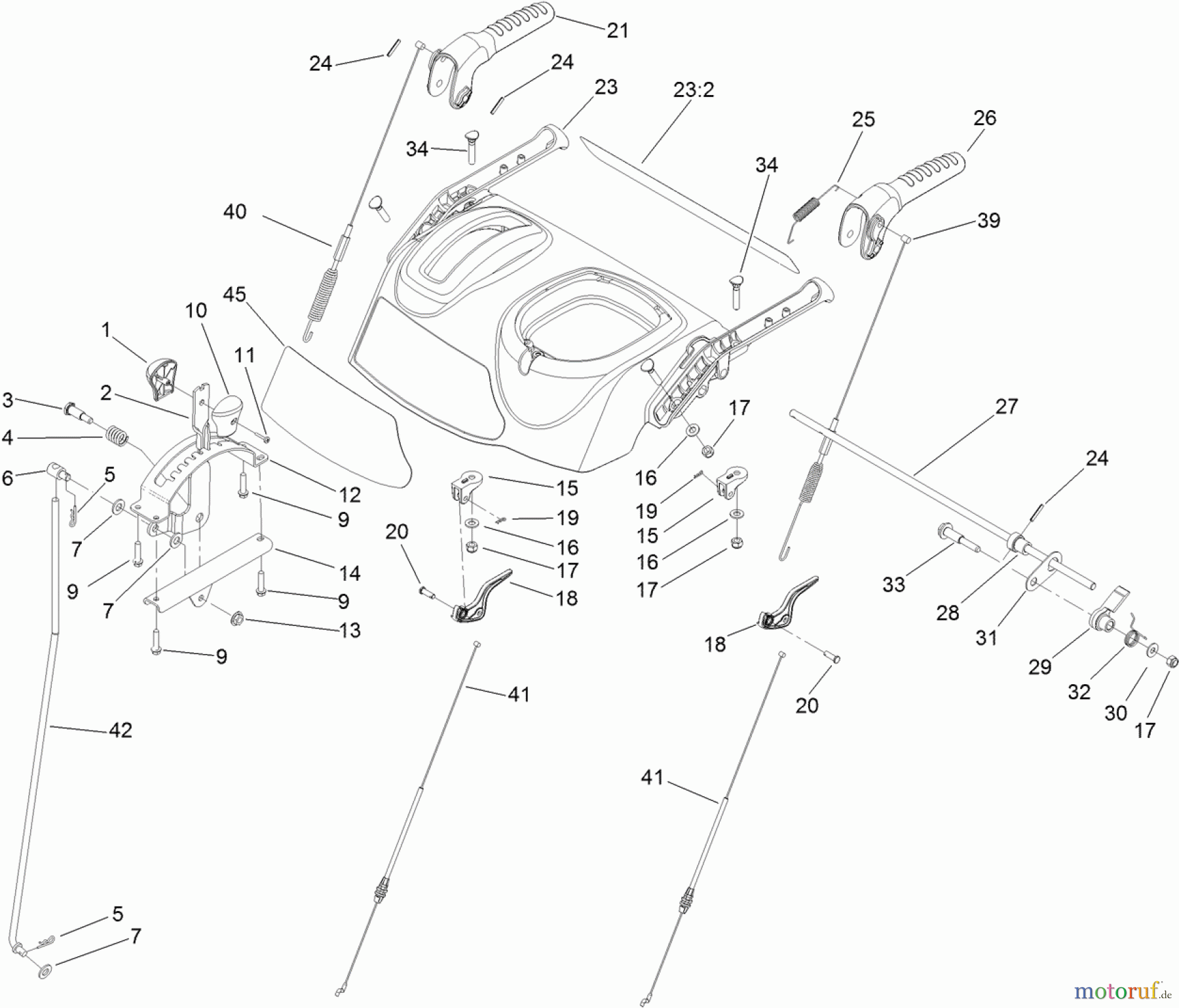  Toro Neu Snow Blowers/Snow Throwers Seite 2 38624W (826 OXE) - Toro Power Max 826 OXE Snowthrower, 2012 (SN 312000001-312008458) HANDLE ASSEMBLY