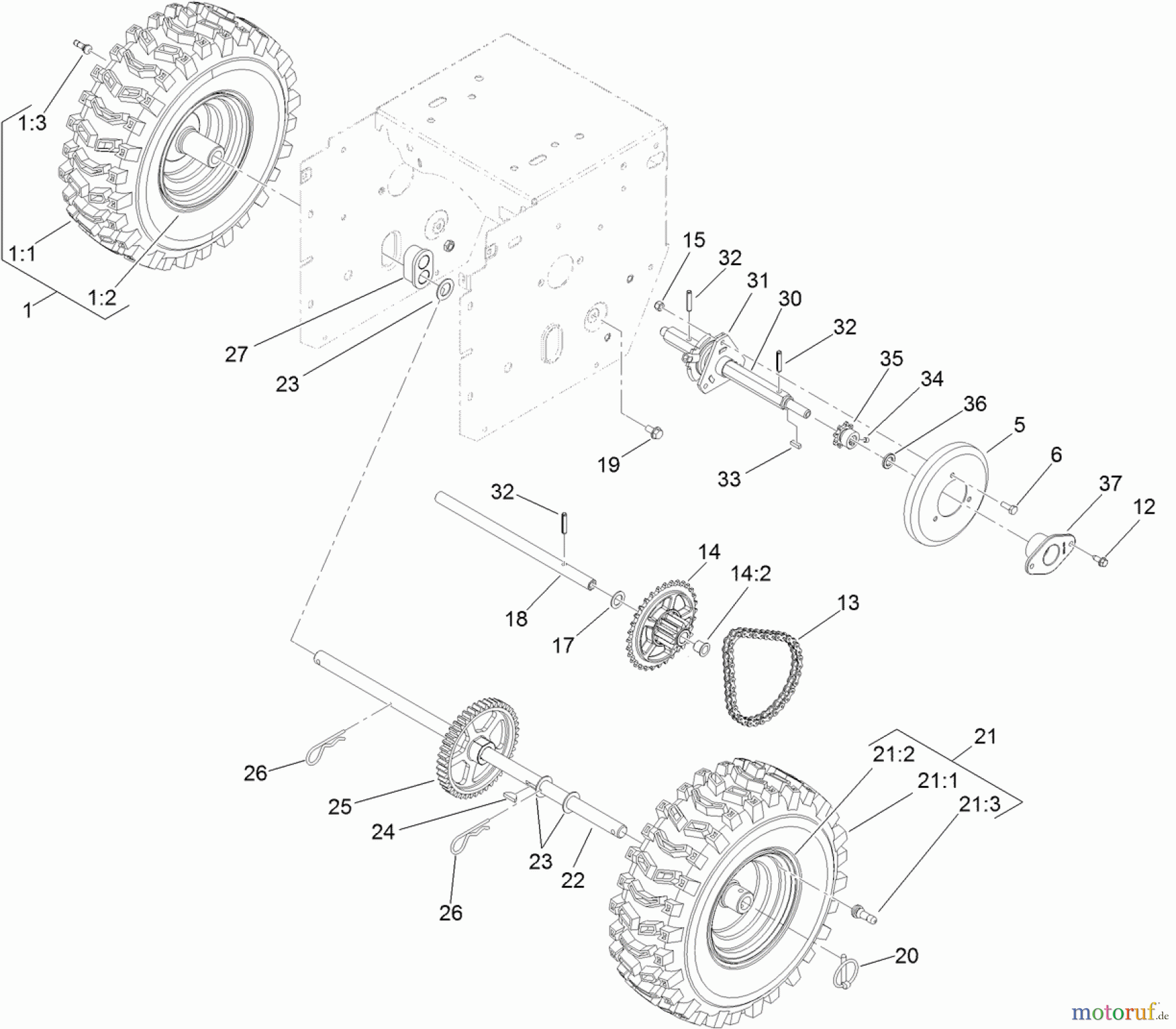  Toro Neu Snow Blowers/Snow Throwers Seite 2 38629 (826 OE) - Toro Power Max 826 OE Snowthrower, 2013 (SN 313000001-313999999) CHAIN DRIVE ASSEMBLY