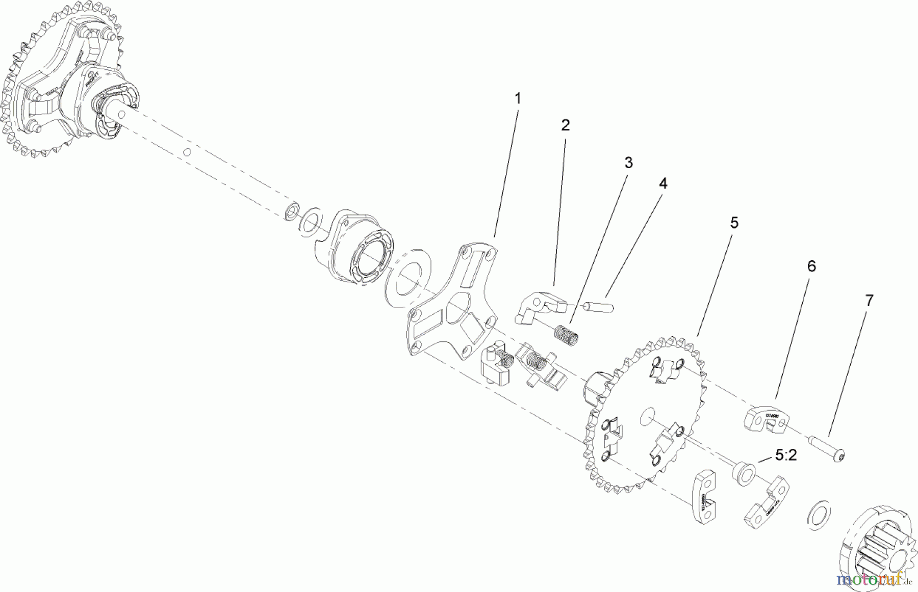  Toro Neu Snow Blowers/Snow Throwers Seite 2 38630 (828 LXE) - Toro Power Max 828 LXE Snowthrower, 2007 (270000001-270999999) WHEEL CLUTCH SPROCKET ASSEMBLY