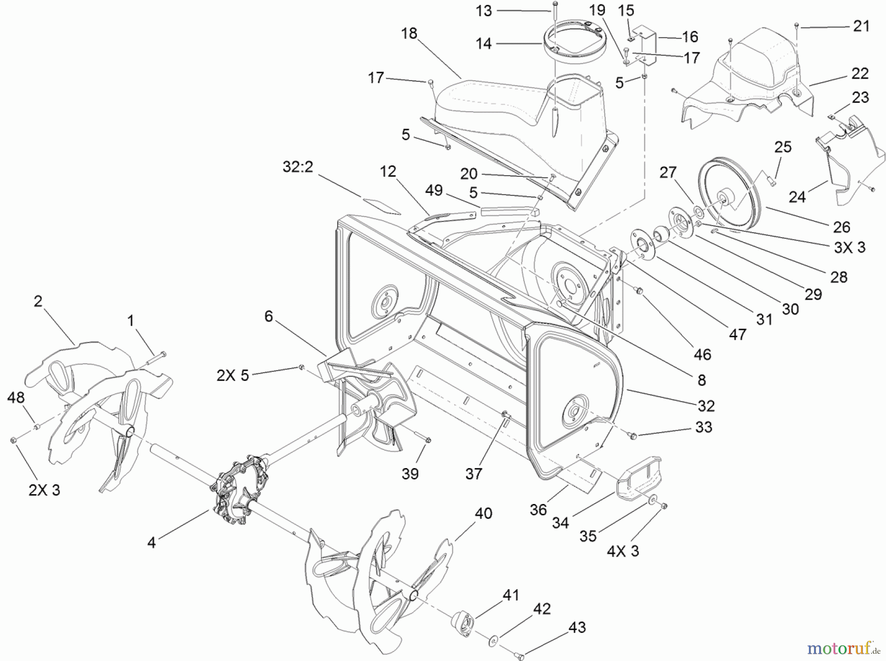  Toro Neu Snow Blowers/Snow Throwers Seite 2 38637 (828 OXE) - Toro Power Max 828 OXE Snowthrower, 2012 (312000001-312999999) AUGER AND HOUSING ASSEMBLY