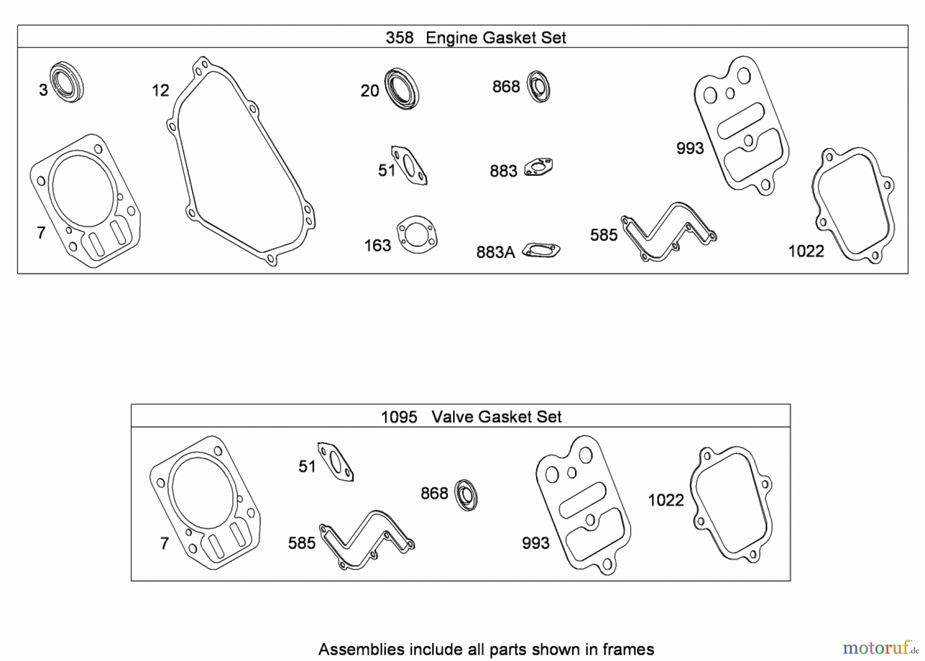  Toro Neu Snow Blowers/Snow Throwers Seite 2 38637C (828 OXE) - Toro Power Max 828 OXE Snowthrower, 2009 (290000001-290999999) ENGINE AND VALVE GASKET SETS BRIGGS AND STRATTON 15D104-0113-E8