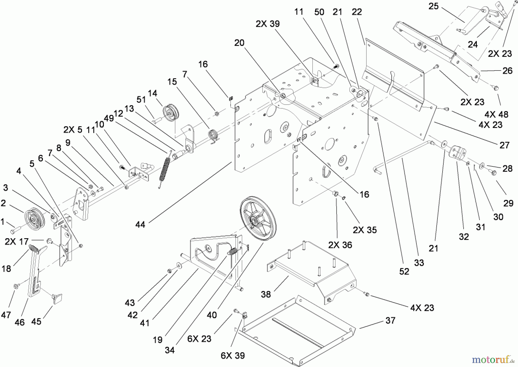  Toro Neu Snow Blowers/Snow Throwers Seite 2 38639 (828 OE) - Toro Power Max 828 OE Snowthrower, 2010 (310000001-310999999) FRAME ASSEMBLY