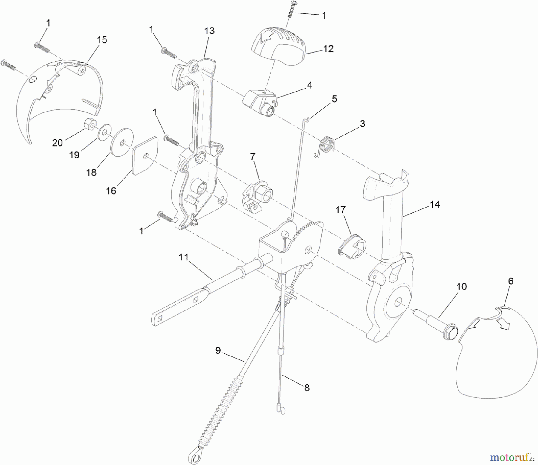  Toro Neu Snow Blowers/Snow Throwers Seite 2 38663 (1028 OXE) - Toro Power Max 1028 OXE Snowthrower, 2012 (SN 312000001-312999999) LEVER CHUTE CONTROL ASSEMBLY