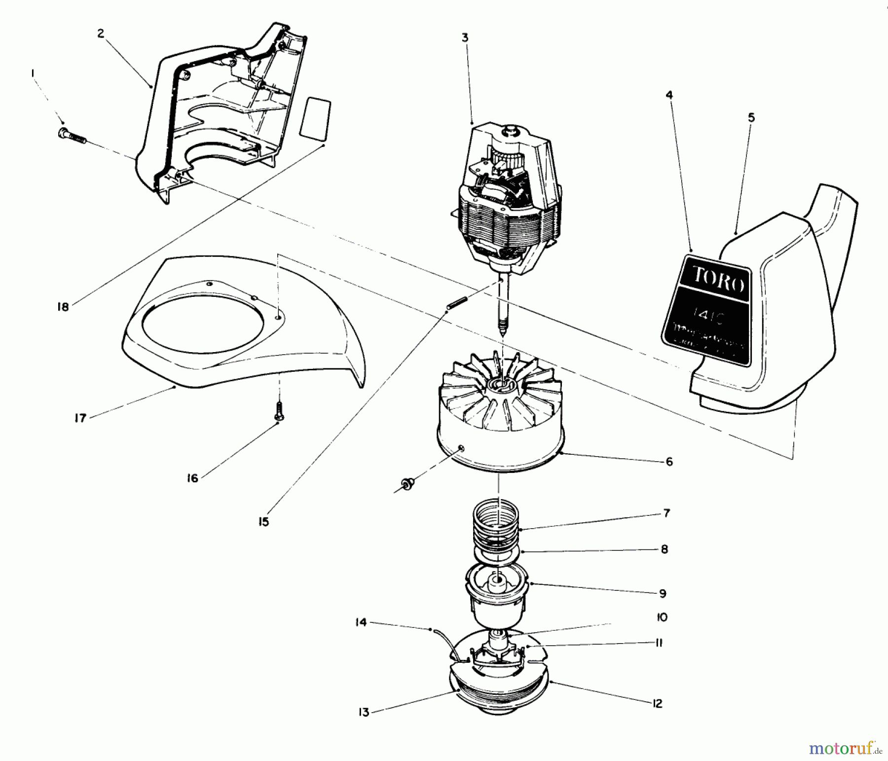  Toro Neu Trimmers, String/Brush 51440C (1410) - Toro 1410 Electric Trimmer, 1988 (8000001-8999999) HOUSING ASSEMBLY