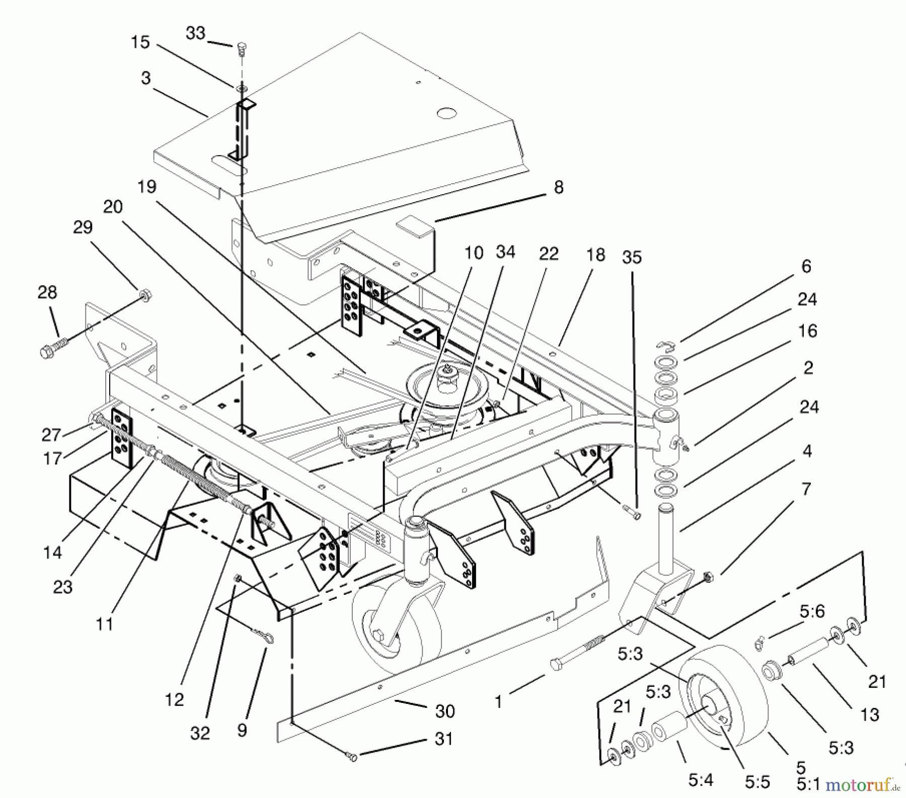  Mähdecks 30138 - Toro 92cm Side Discharge Mower (SN: 240000001 - 240999999) (2004) FRAME BELT AND WHEEL ASSEMBLY