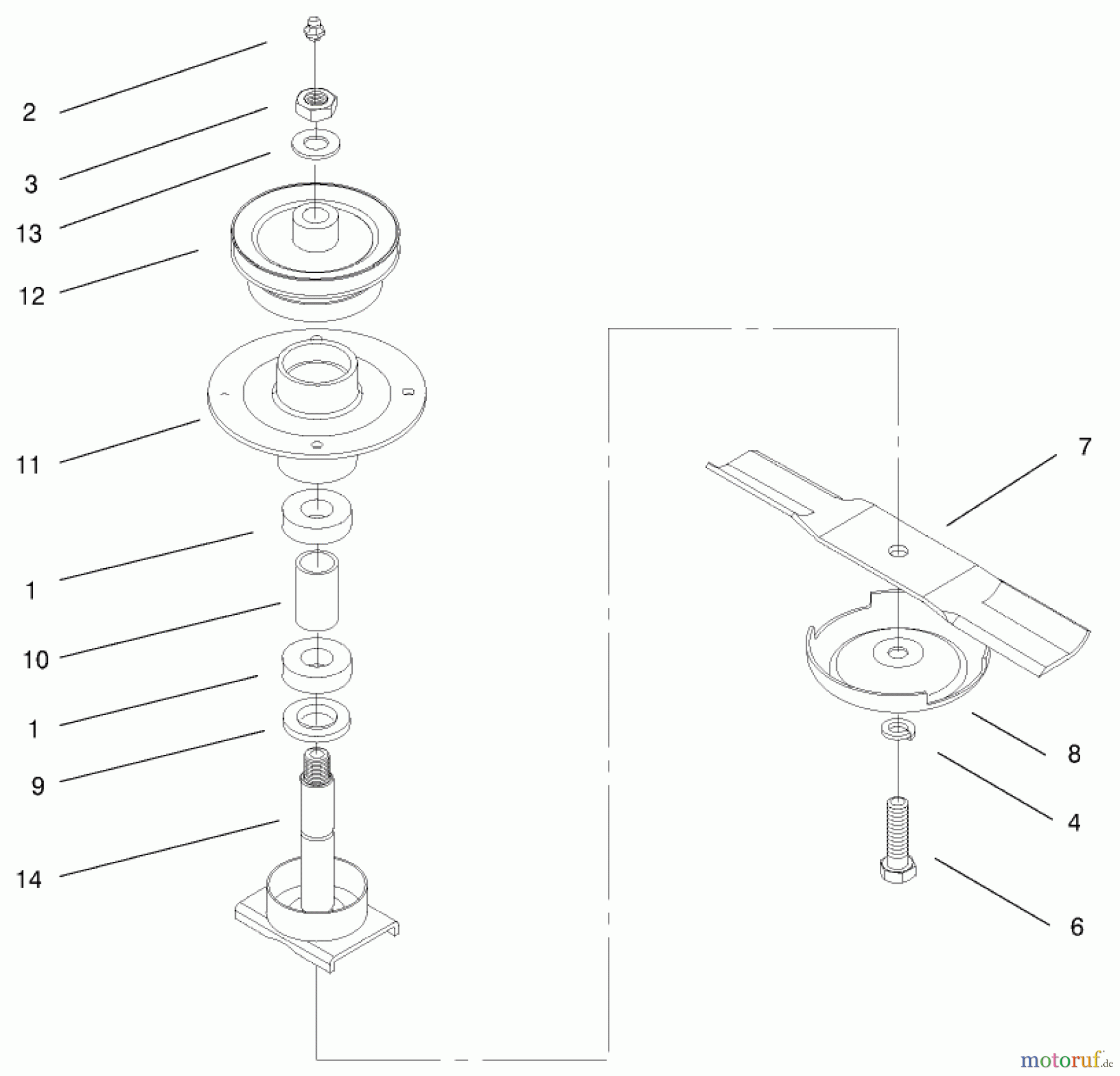  Mähdecks 30147 - Toro 112cm Side Discharge Mower (SN: 220000001 - 220999999) (2002) SPINDLE ASSEMBLY NO. 67-7600