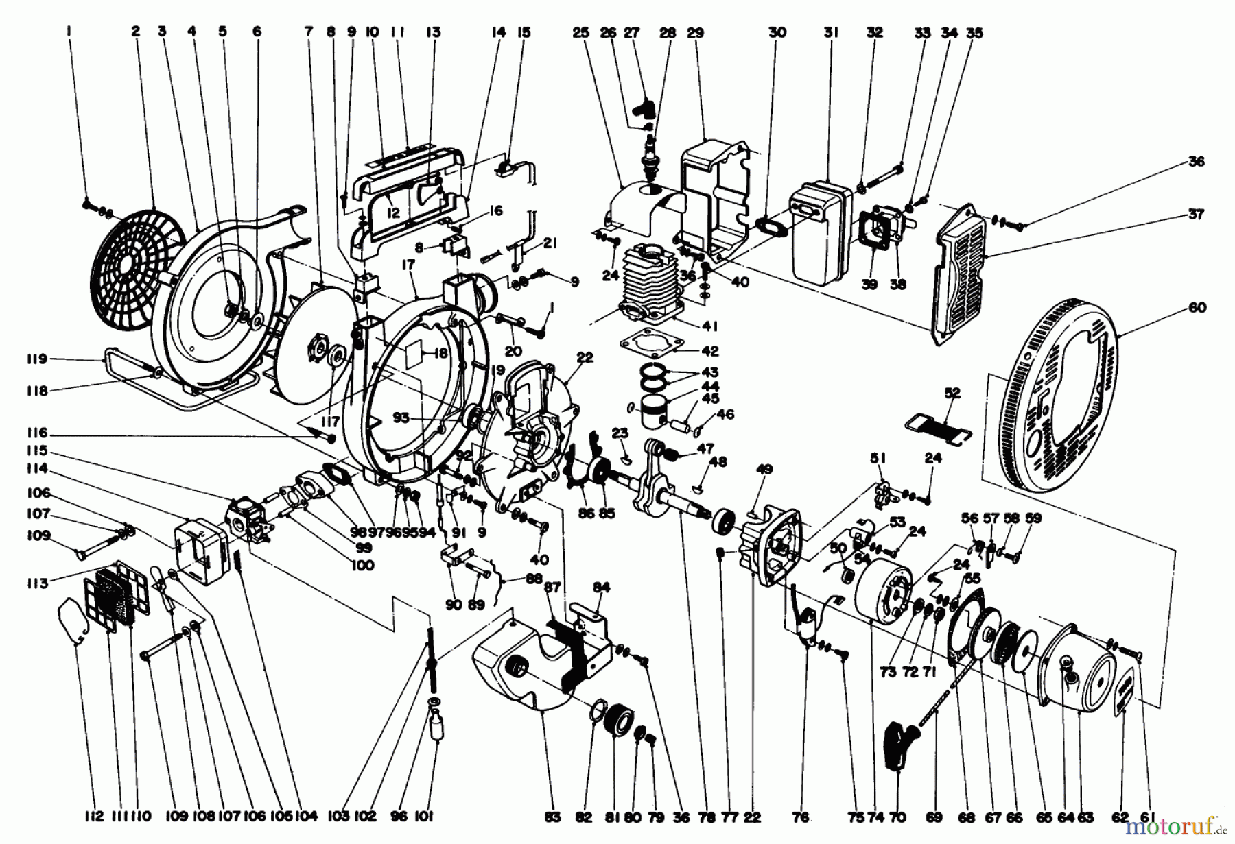  Laubbläser / Laubsauger 30930 - Toro 21cc Hand Held Blower (SN: 0000001 - 0999999) (1980) ENGINE ASSEMBLY