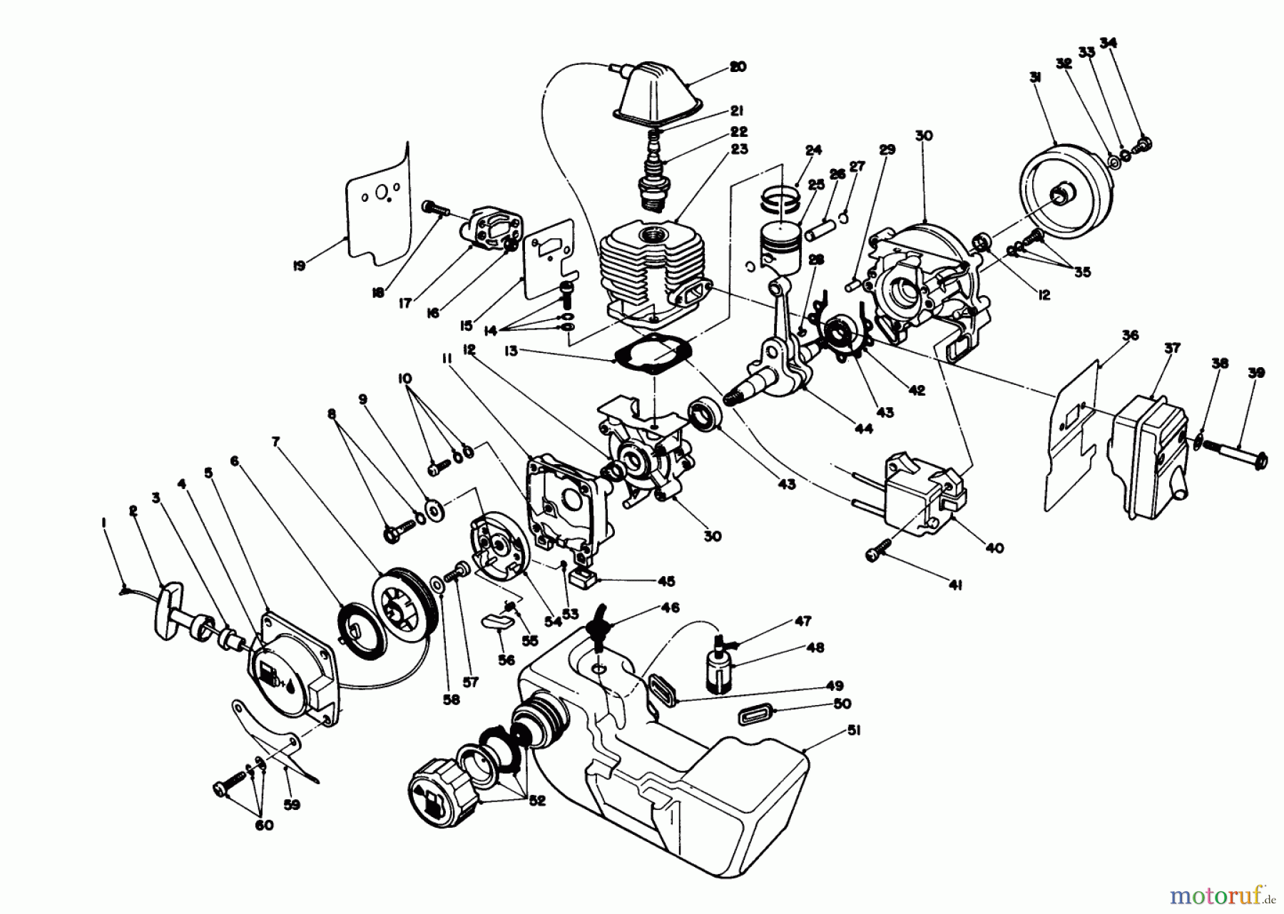  Laubbläser / Laubsauger 30935 - Toro 20cc Hand Held Blower (SN: 1000001 - 1999999) (1991) ENGINE ASSEMBLY