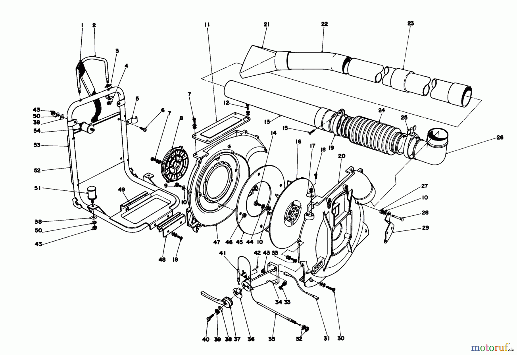  Laubbläser / Laubsauger 30940 - Toro 40cc Back Pack Blower (SN: 1000001 - 1999999) (1981) BACK PACK AND BLOWER HOUSING ASSEMBLY