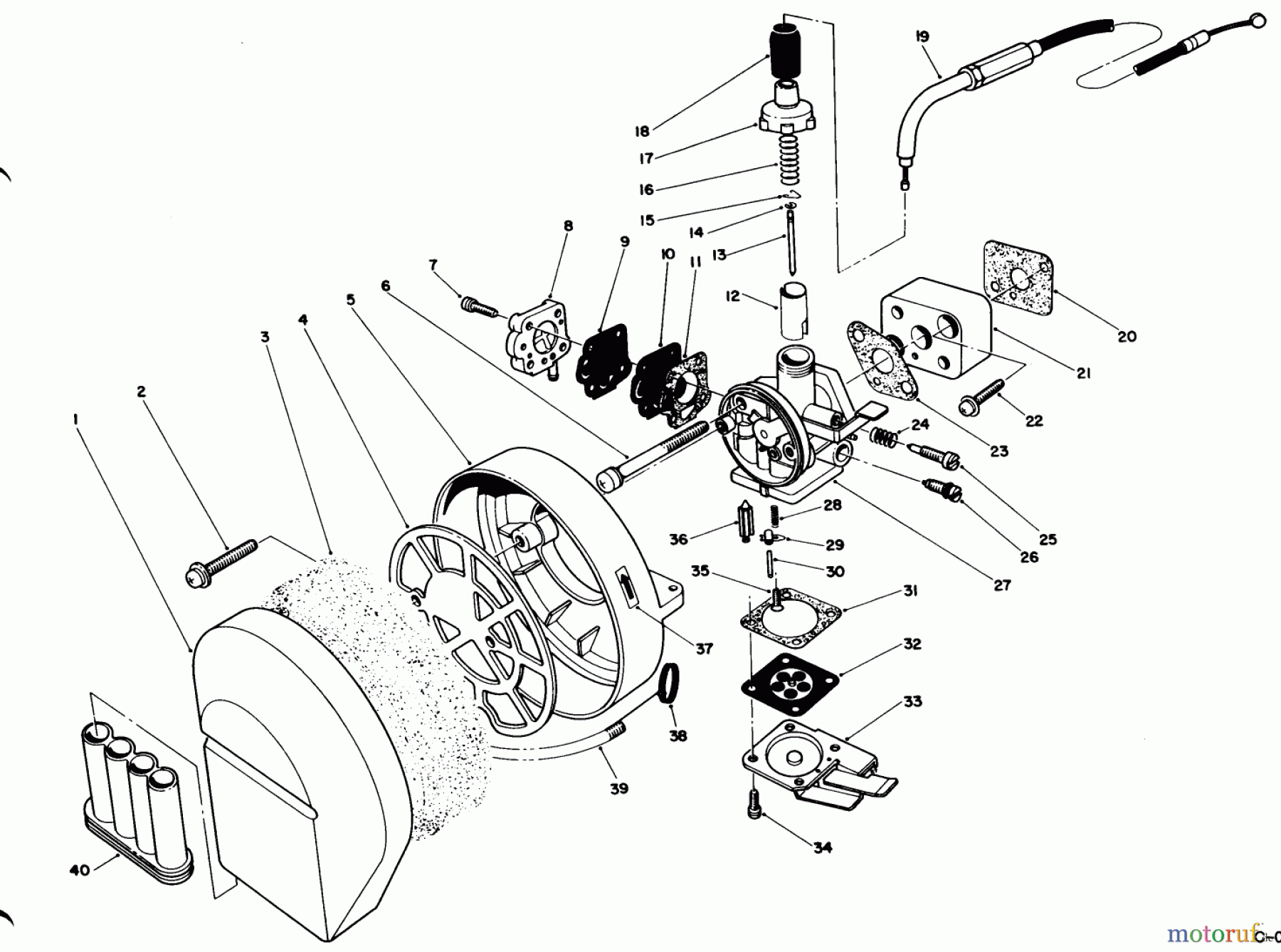  Laubbläser / Laubsauger 30941 - Toro 41cc Back Pack Blower (SN: 2000001 - 2999999) (1992) CARBURETOR & AIR CLEANER ASSEMBLY