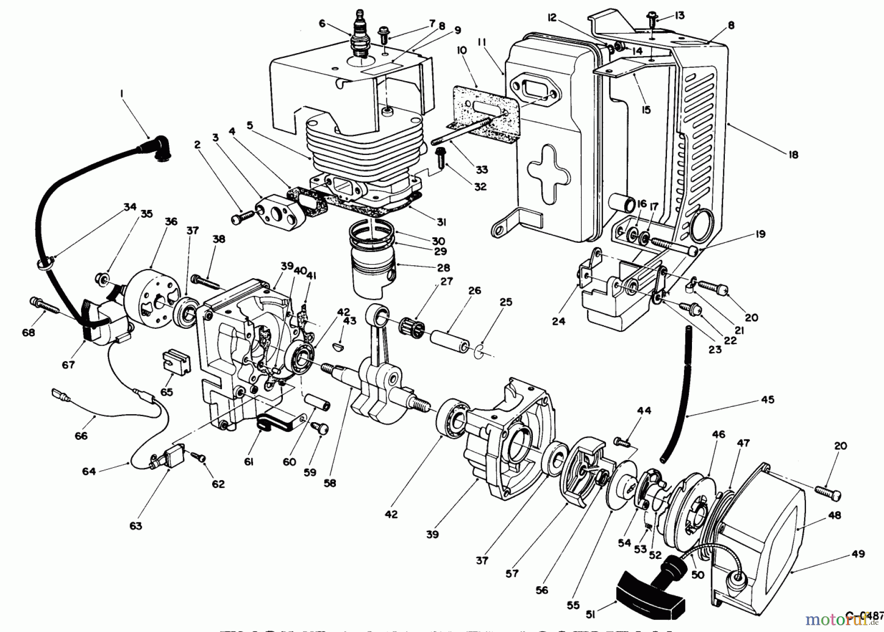  Laubbläser / Laubsauger 30941 - Toro 41cc Back Pack Blower (SN: 2000001 - 2999999) (1992) ENGINE & MUFFLER ASSEMBLY