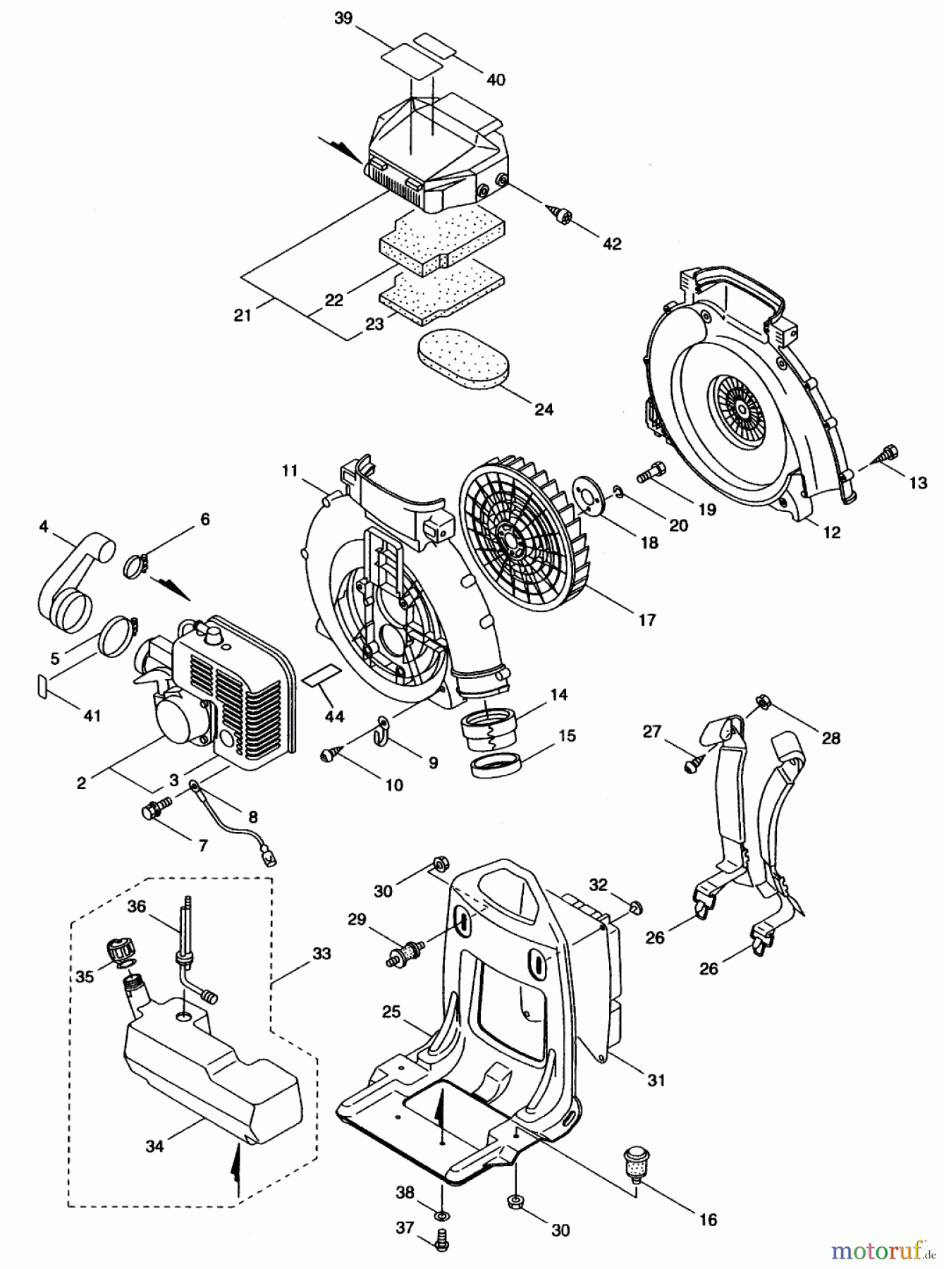  Laubbläser / Laubsauger 53047 - Toro BP 6900 Back Pack Blower (SN: 200000001 - 200999999) (2000) MAIN BODY ASSEMBLY