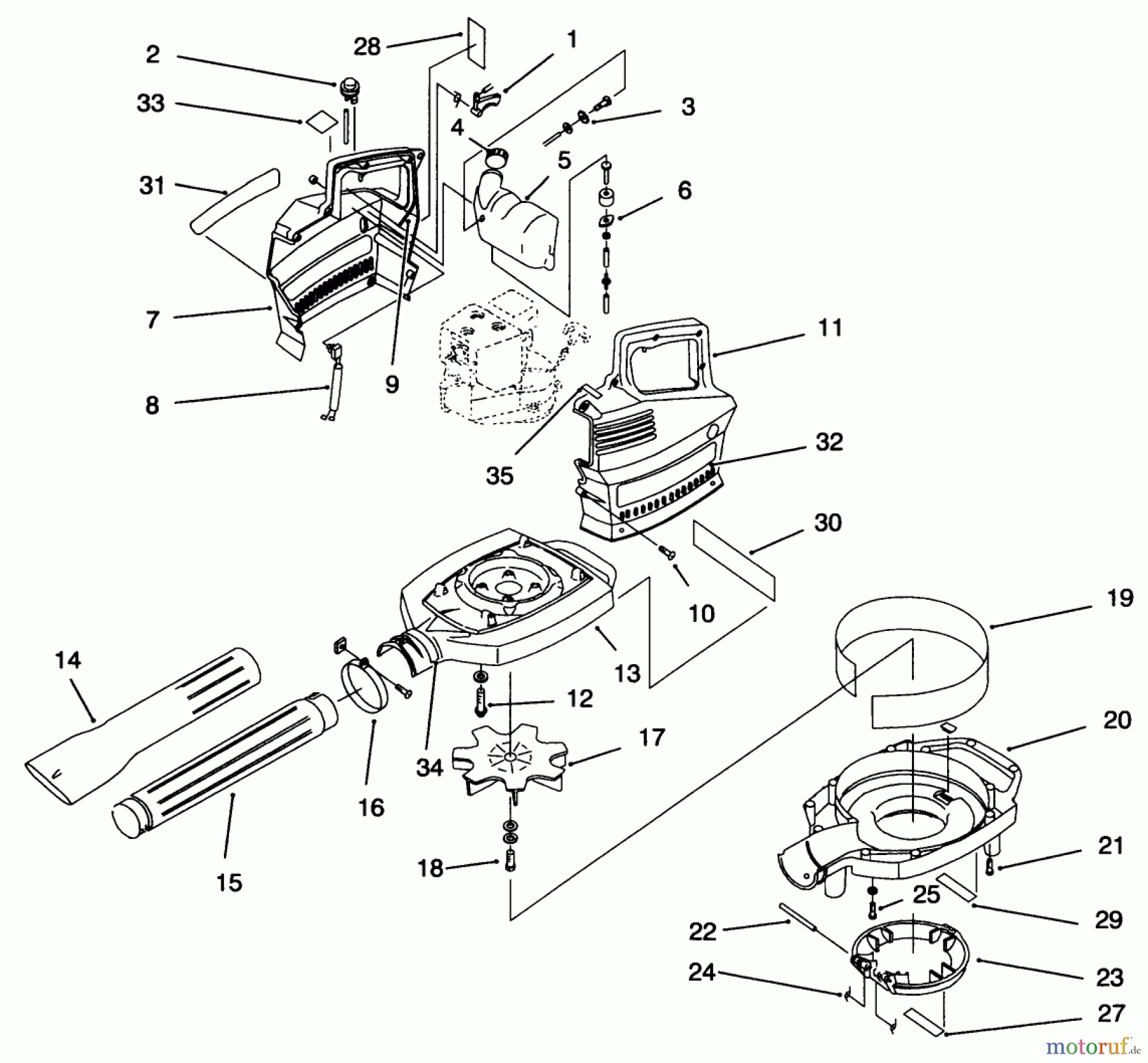  Laubbläser / Laubsauger 62901 - Toro Gas Blower Vacuum (SN: 890000001 - 899999999) (1998) BLOWER ASSEMBLY