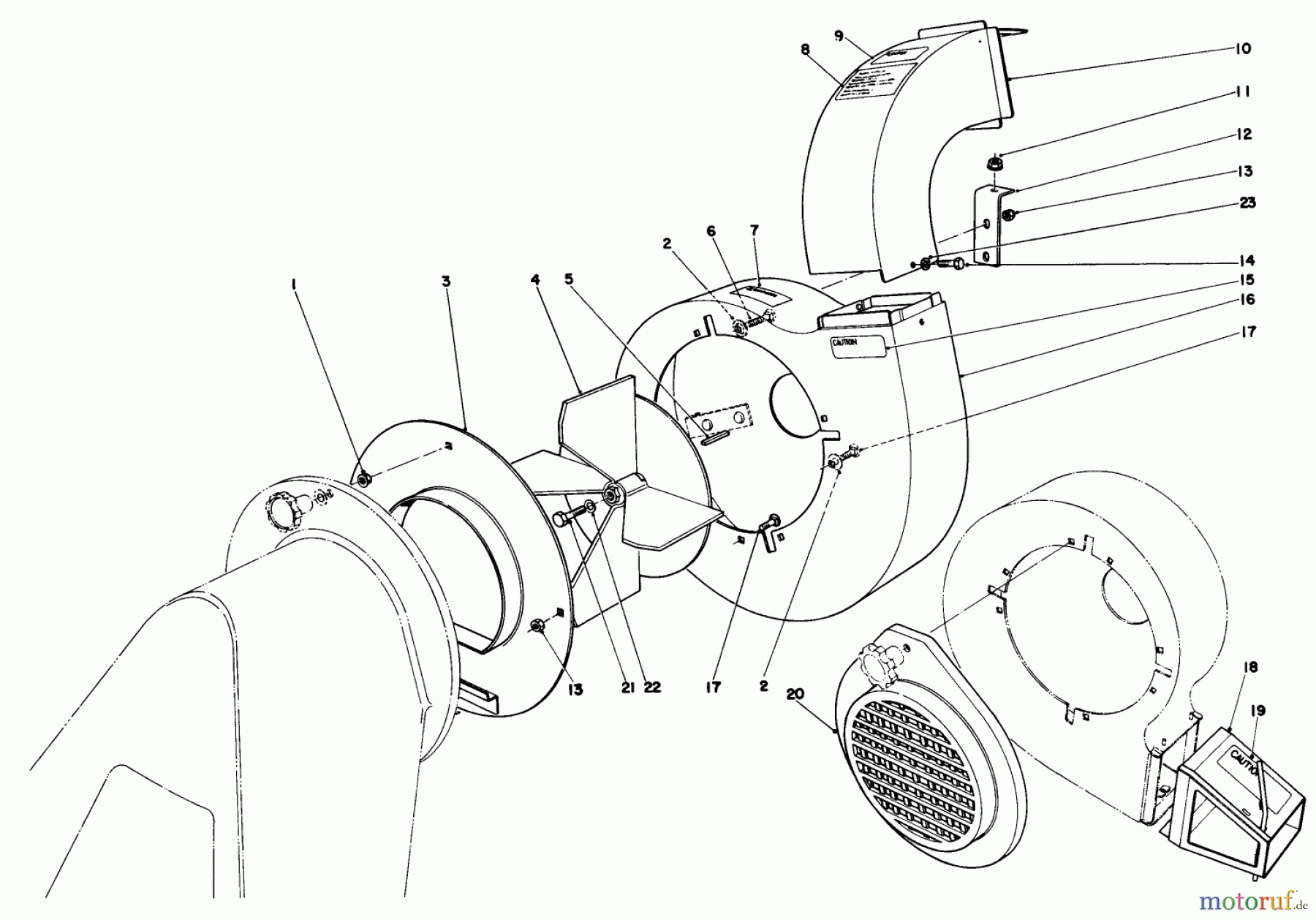  Laubbläser / Laubsauger 62923 - Toro 5 hp Lawn Vacuum (SN: 0000001 - 0999999) (1990) BLOWER ASSEMBLY (MODEL 62912 & 62923)