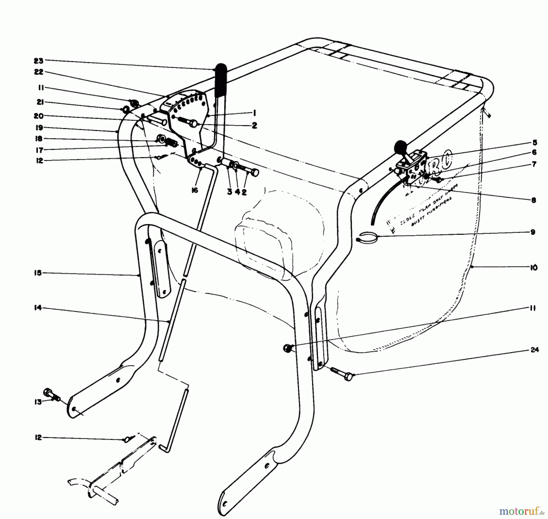  Laubbläser / Laubsauger 62923 - Toro 5 hp Lawn Vacuum (SN: 0000001 - 0999999) (1990) CONTROL & HANDLE ASSEMBLY (MODEL 62912)