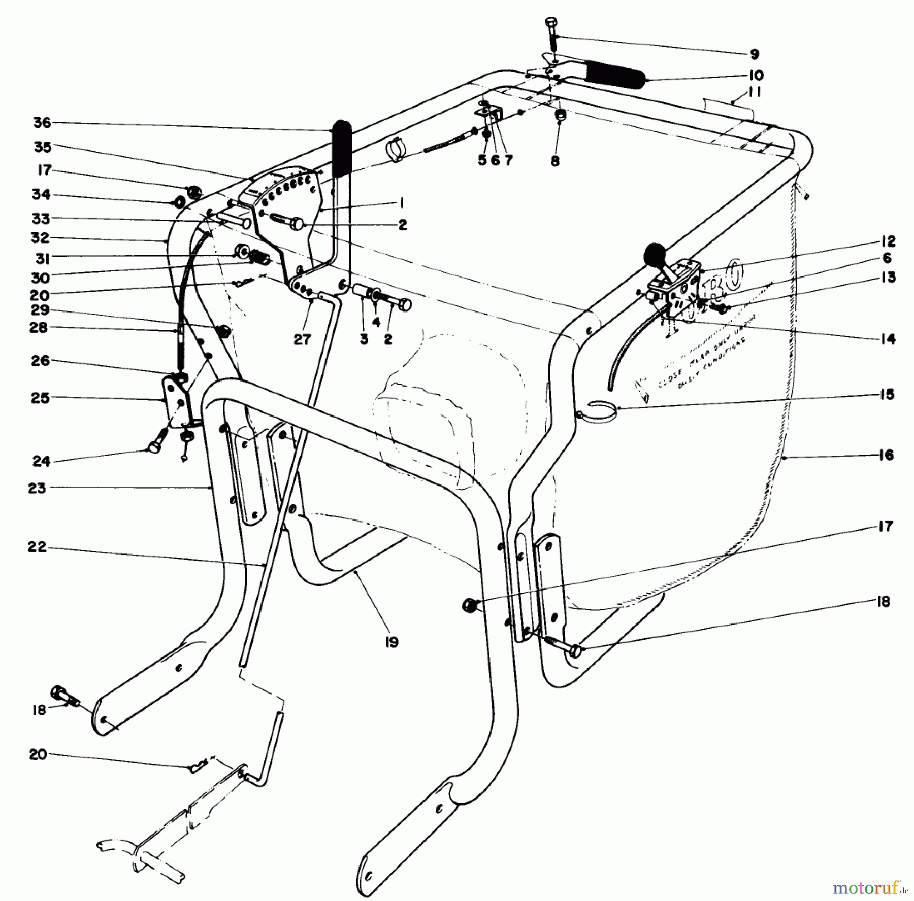  Laubbläser / Laubsauger 62923 - Toro 5 hp Lawn Vacuum (SN: 0000001 - 0999999) (1990) CONTROL & HANDLE ASSEMBLY (MODEL 62923)