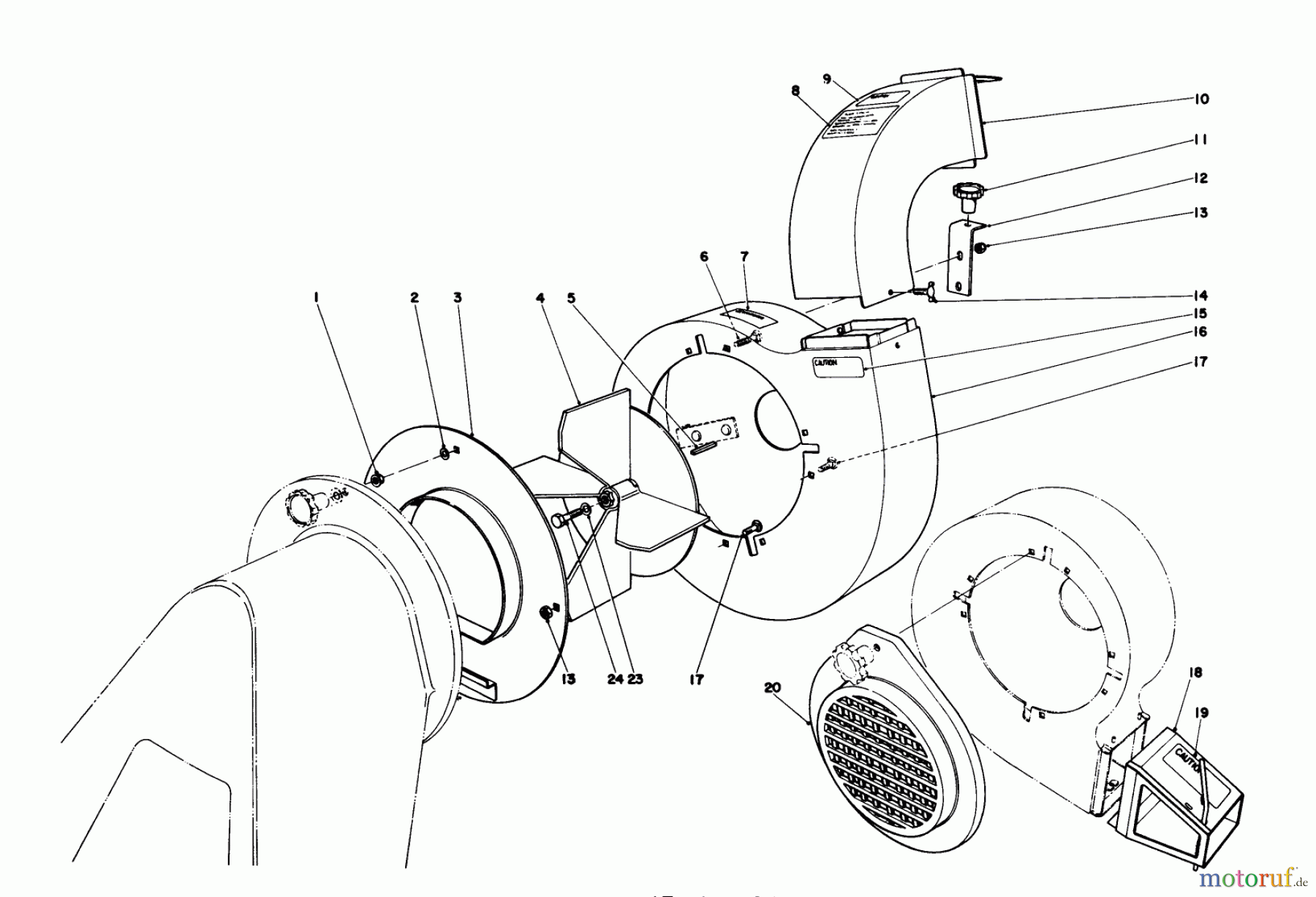  Laubbläser / Laubsauger 62923 - Toro 5 hp Lawn Vacuum (SN: 1000001 - 1999999) (1981) BLOWER ASSEMBLY (MODELS 62912 & 62923)