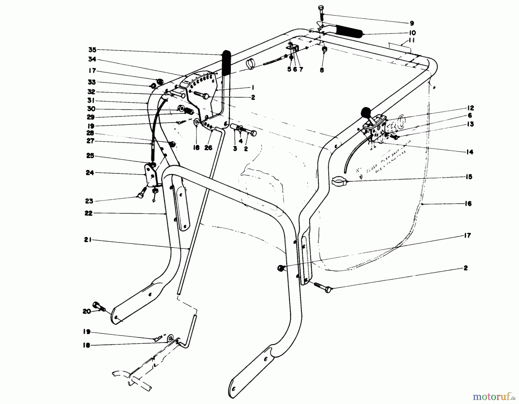  Laubbläser / Laubsauger 62923 - Toro 5 hp Lawn Vacuum (SN: 1000001 - 1999999) (1981) HANDLE ASSEMBLY (MODEL 62923)