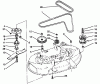 Mähdecks 78400 - Toro 38" Side Discharge Mower (SN: 69000001 - 69999999) (1996) Ersatzteile SPINDLE ASSEMBLY, IDLER PULLEYS & BELTS