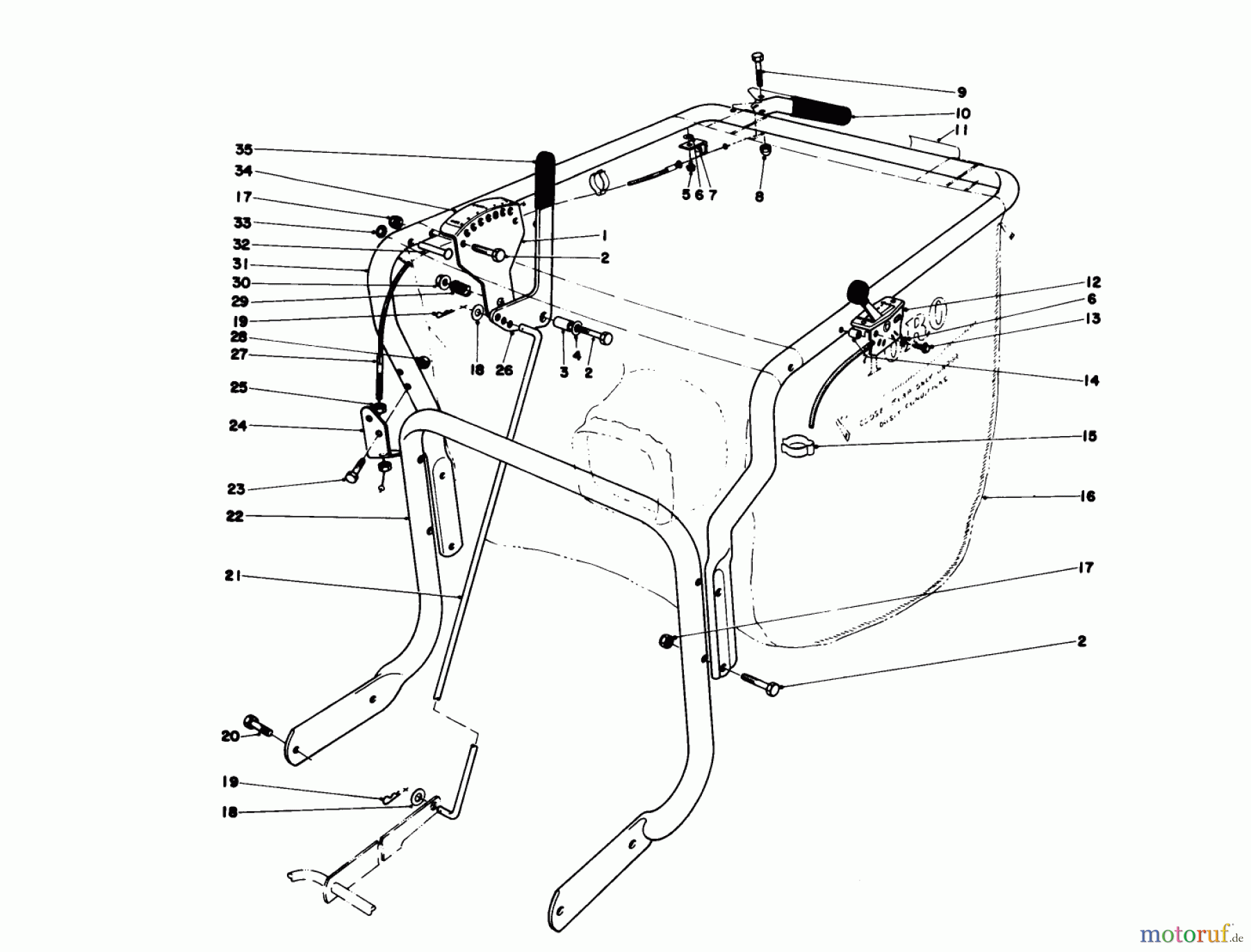  Laubbläser / Laubsauger 62912 - Toro 5 hp Lawn Vacuum (SN: 3000001 - 3999999) (1983) HANDLE ASSEMBLY (MODEL 62923)