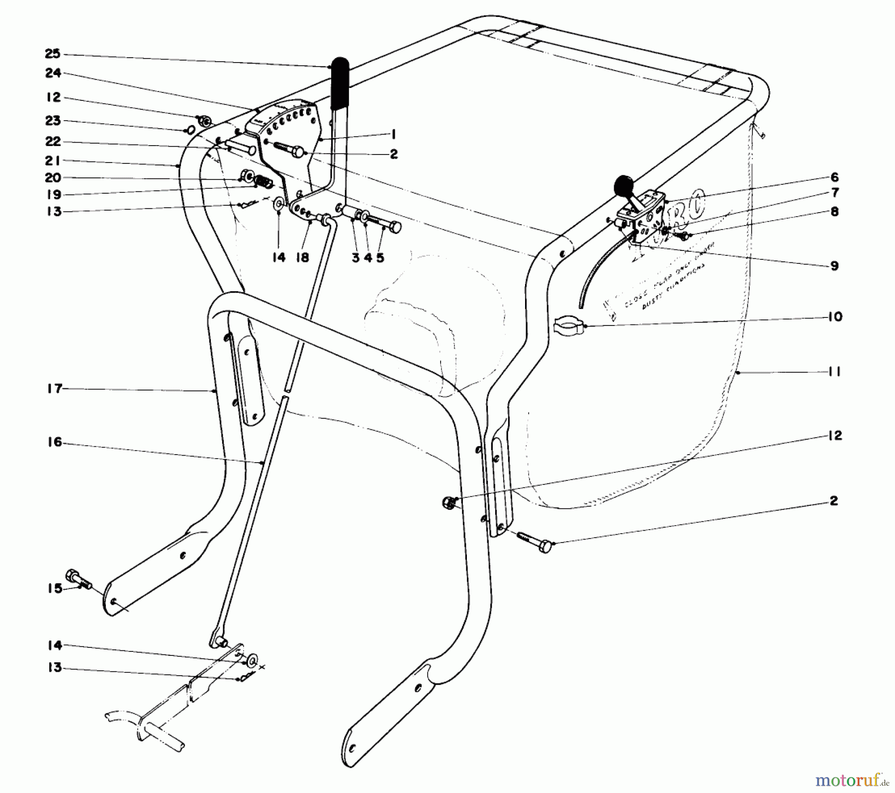  Laubbläser / Laubsauger 62912 - Toro 5 hp Lawn Vacuum (SN: 5000001 - 5999999) (1975) CONTROLS & HANDLE ASSEMBLY (MODEL 62912)