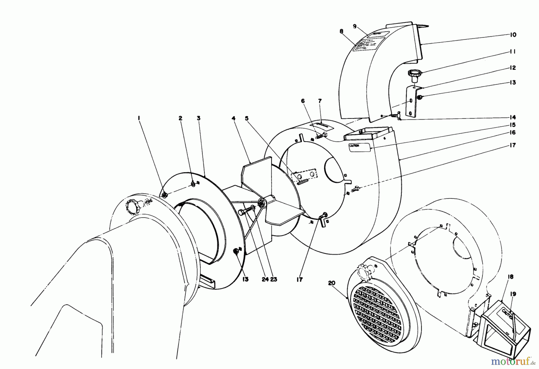  Laubbläser / Laubsauger 62923 - Toro 5 hp Lawn Vacuum (SN: 5000001 - 5999999) (1985) BLOWER ASSEMBLY (MODELS 62912 & 62923)