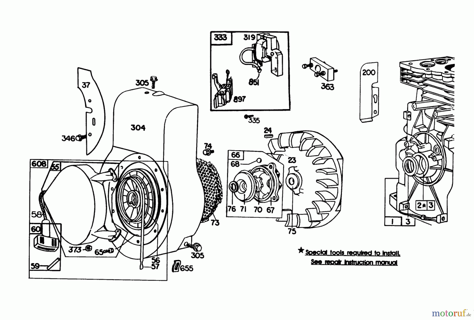  Laubbläser / Laubsauger 62923 - Toro 5 hp Lawn Vacuum (SN: 5000001 - 5999999) (1985) ENGINE BRIGGS & STRATTON MODEL NO. 130202-1640-41