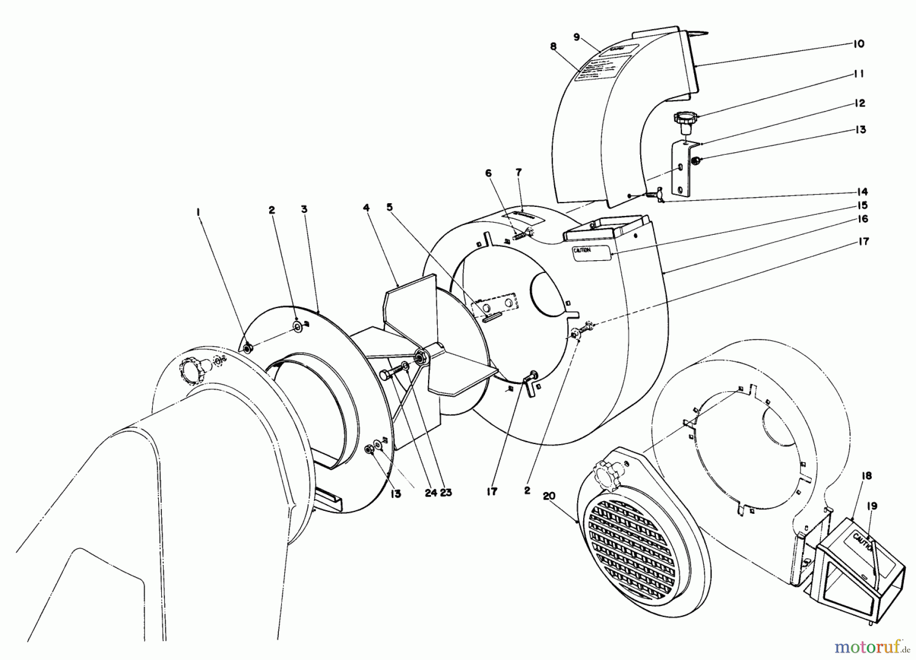  Laubbläser / Laubsauger 62912 - Toro 5 hp Lawn Vacuum (SN: 7000001 - 7999999) (1987) BLOWER ASSEMBLY (MODEL 62912 & 62923)