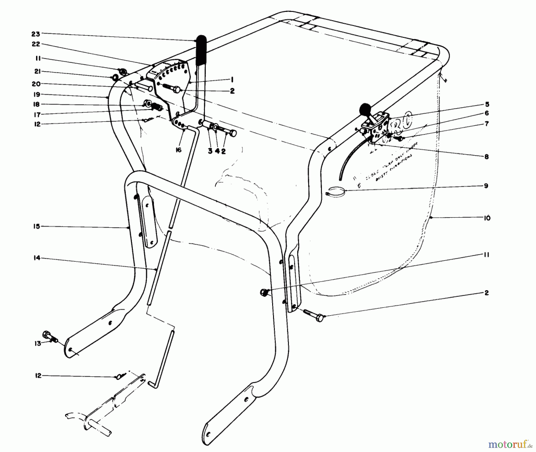  Laubbläser / Laubsauger 62912 - Toro 5 hp Lawn Vacuum (SN: 7000001 - 7999999) (1987) CONTROLS AND HANDLE ASSEMBLY (MODEL 62912)