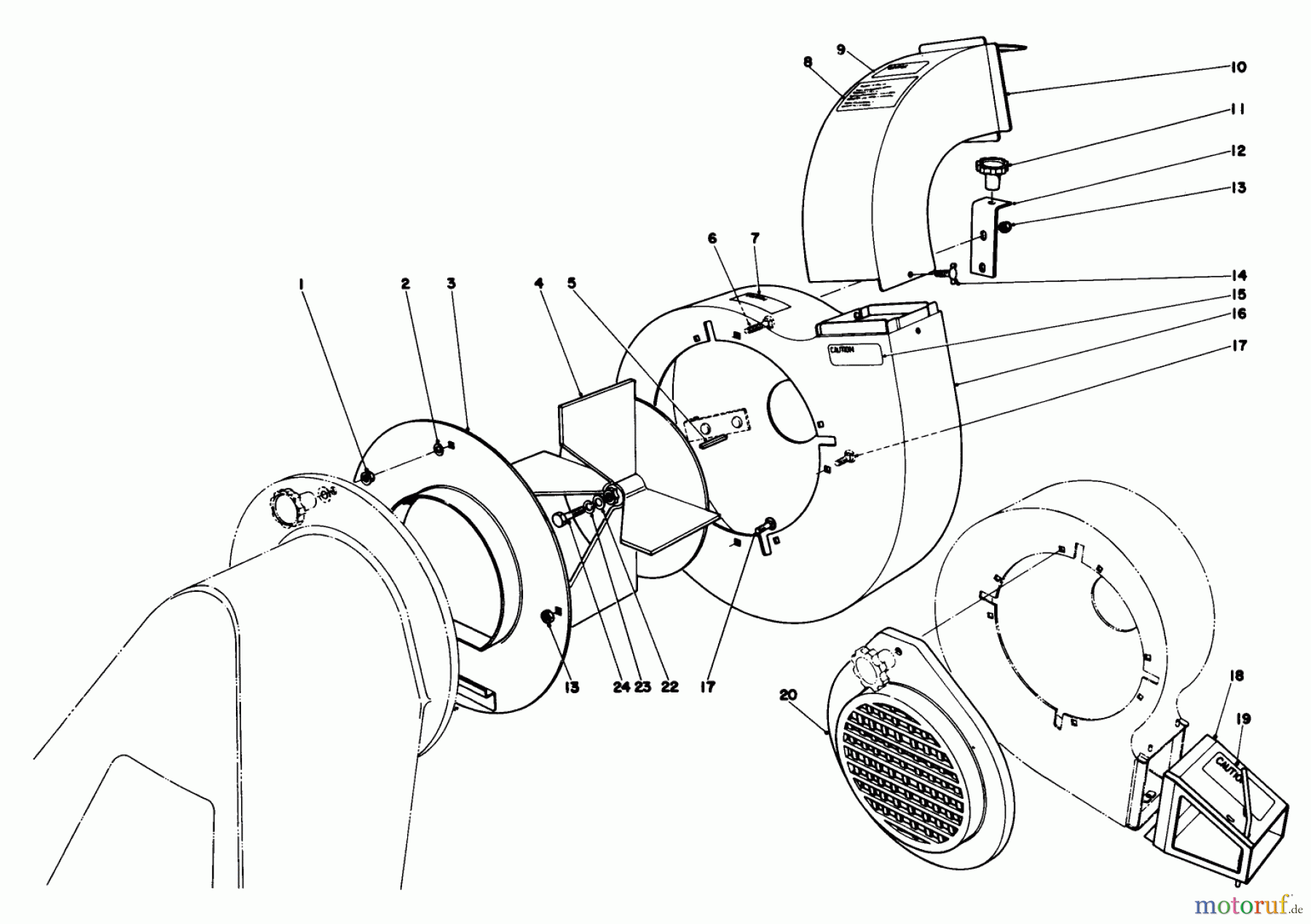  Laubbläser / Laubsauger 62912 - Toro 5 hp Lawn Vacuum (SN: 8000001 - 8999999) (1978) BLOWER ASSEMBLY (MODEL 62912 & 62923)