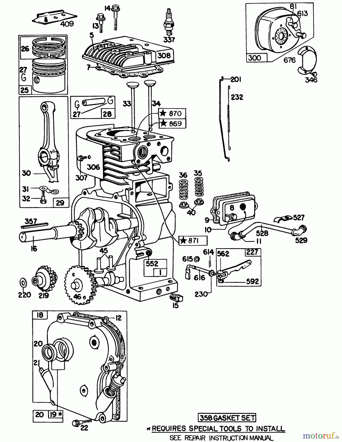  Laubbläser / Laubsauger 62933 - Toro 5 hp Lawn Blower (SN: 0000001 - 0999999) (1980) ENGINE MODEL NO. 130202 TYPE 0600-01 BRIGGS & STRATTON