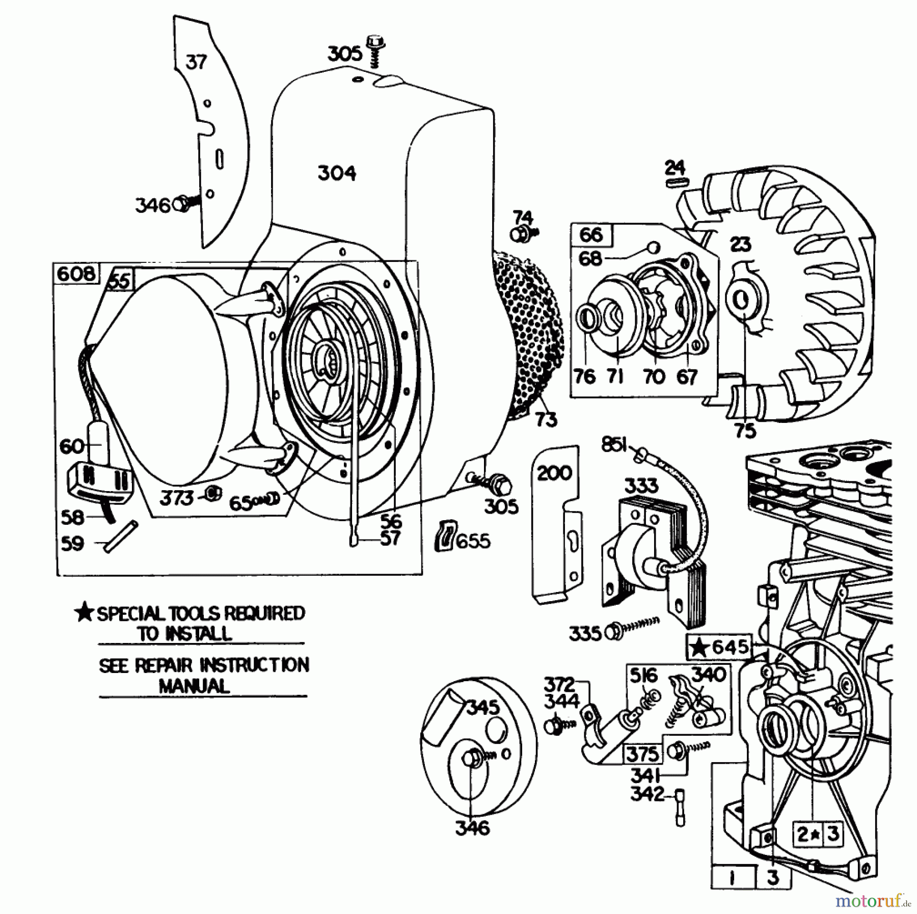  Laubbläser / Laubsauger 62933 - Toro 5 hp Lawn Blower (SN: 0000001 - 0999999) (1980) REWIND STARTER