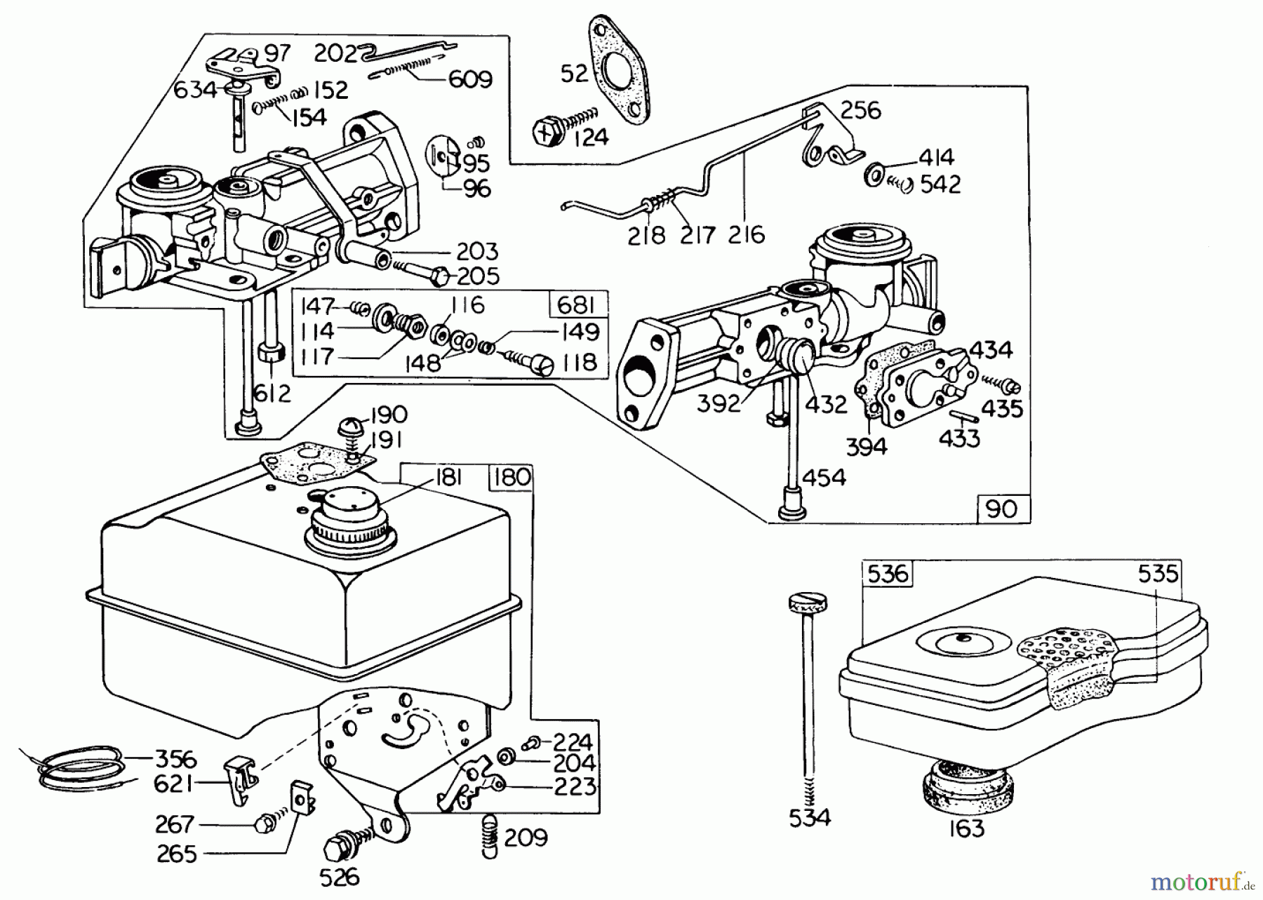  Laubbläser / Laubsauger 62933 - Toro 5 hp Lawn Blower (SN: 4000001 - 4999999) (1974) CARBURETOR ASSEMBLY