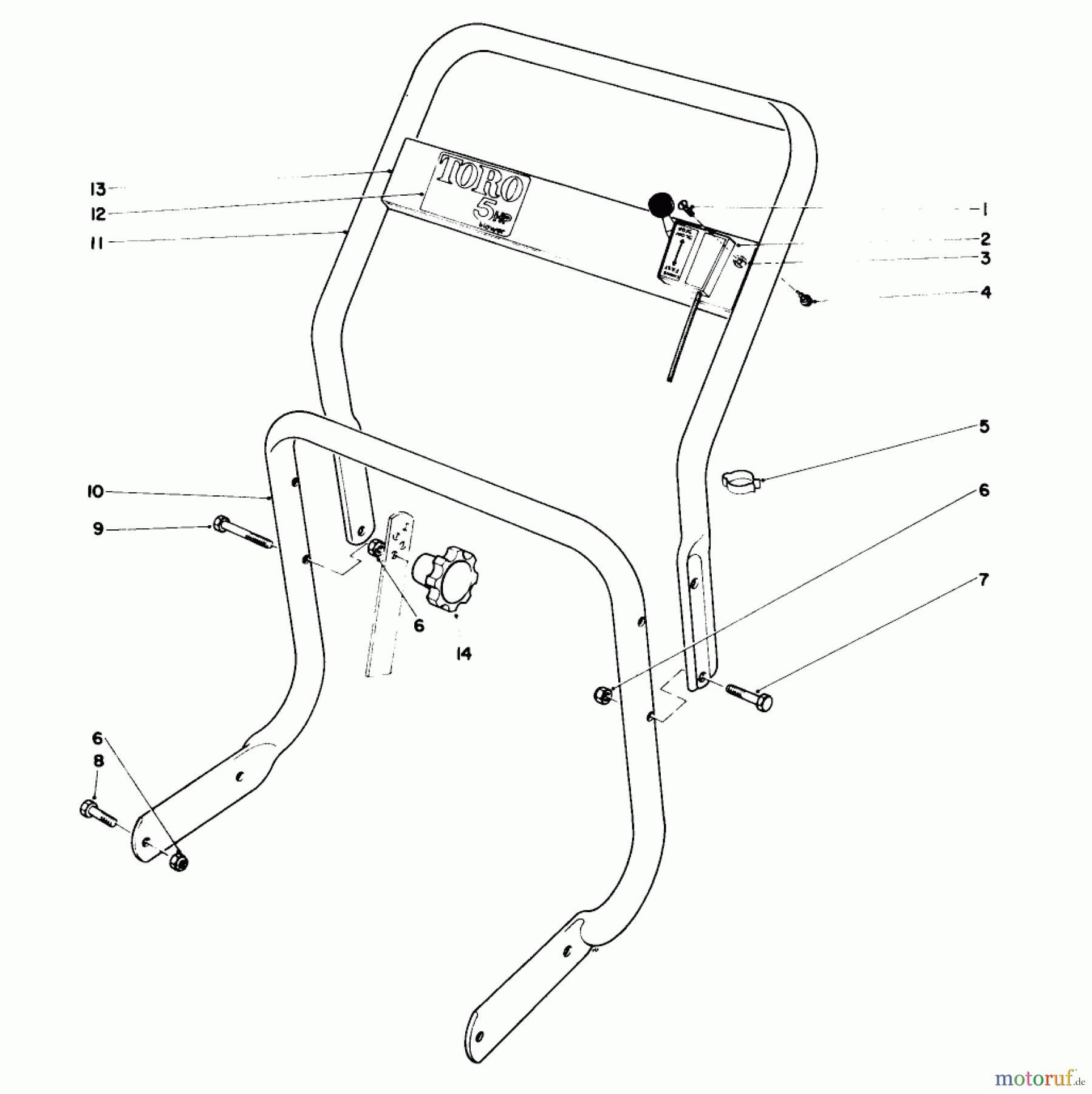  Laubbläser / Laubsauger 62933 - Toro 5 hp Lawn Blower (SN: 4000001 - 4999999) (1974) HANDLE ASSEMBLY