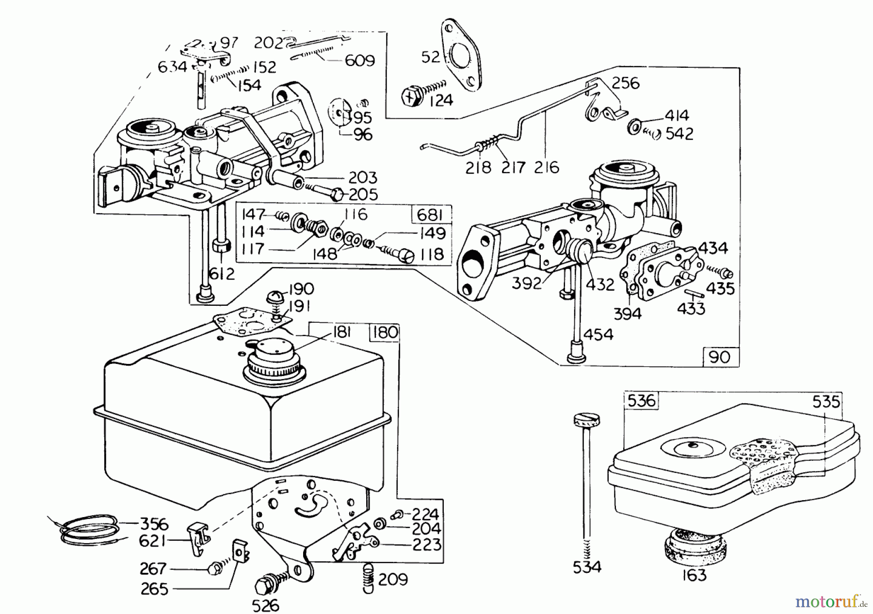  Laubbläser / Laubsauger 62933 - Toro 5 hp Lawn Blower (SN: 6000001 - 6999999) (1976) CARBURETOR ASSEMBLY