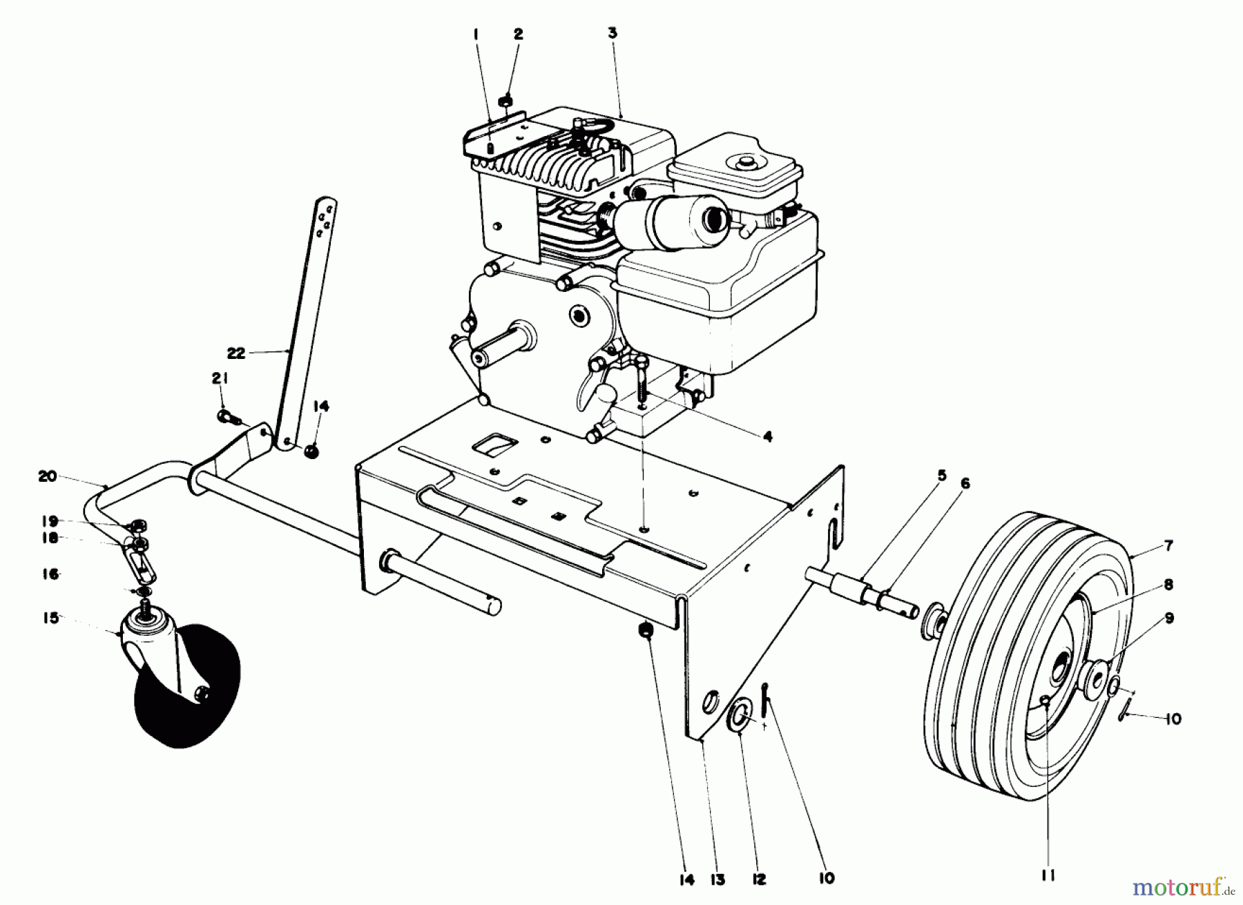  Laubbläser / Laubsauger 62933 - Toro 5 hp Lawn Blower (SN: 7000001 - 7999999) (1977) ENGINE AND BASE ASSEMBLY