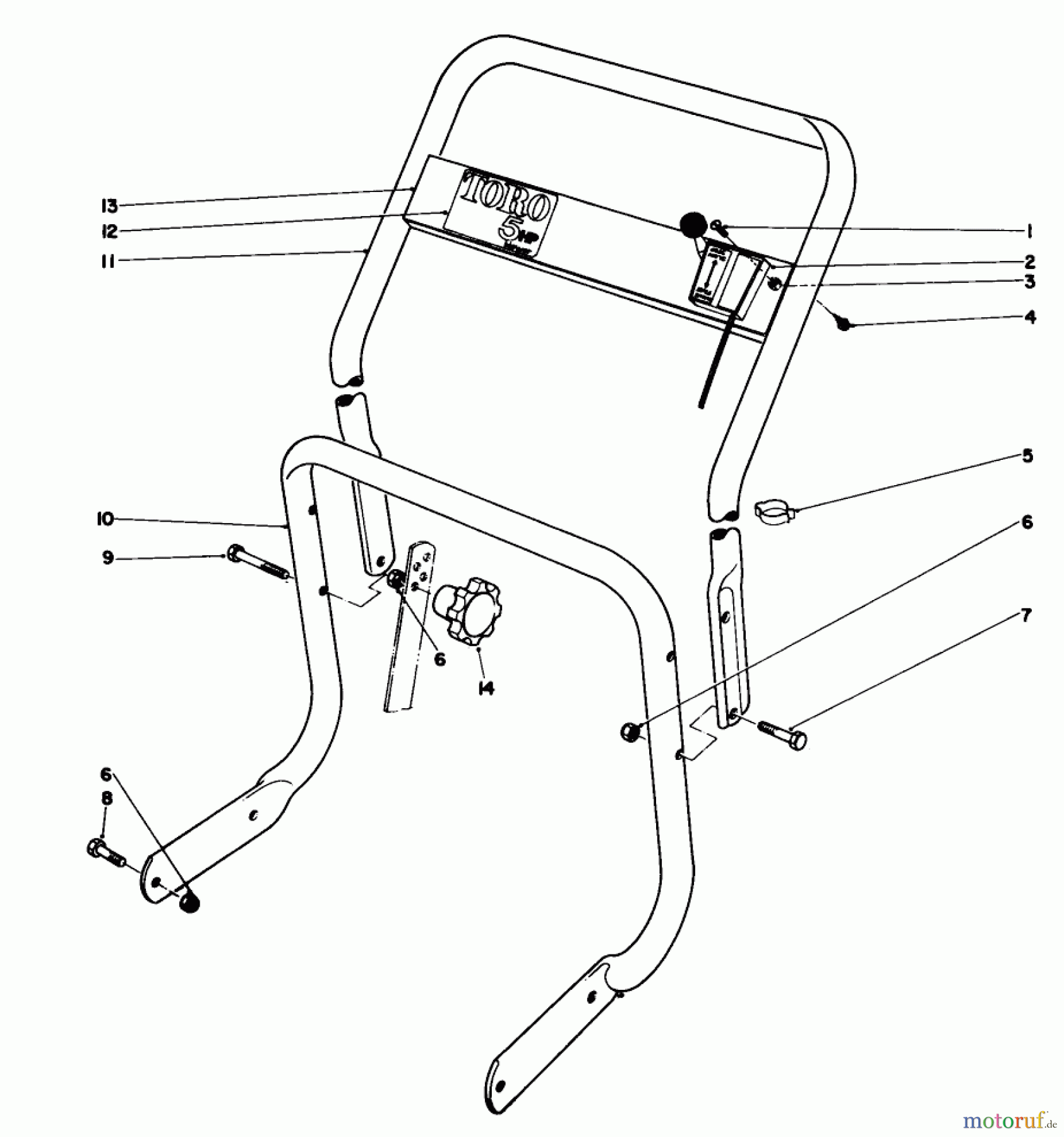  Laubbläser / Laubsauger 62933 - Toro 5 hp Lawn Blower (SN: 5000001 - 5999999) (1975) HANDLE ASSEMBLY