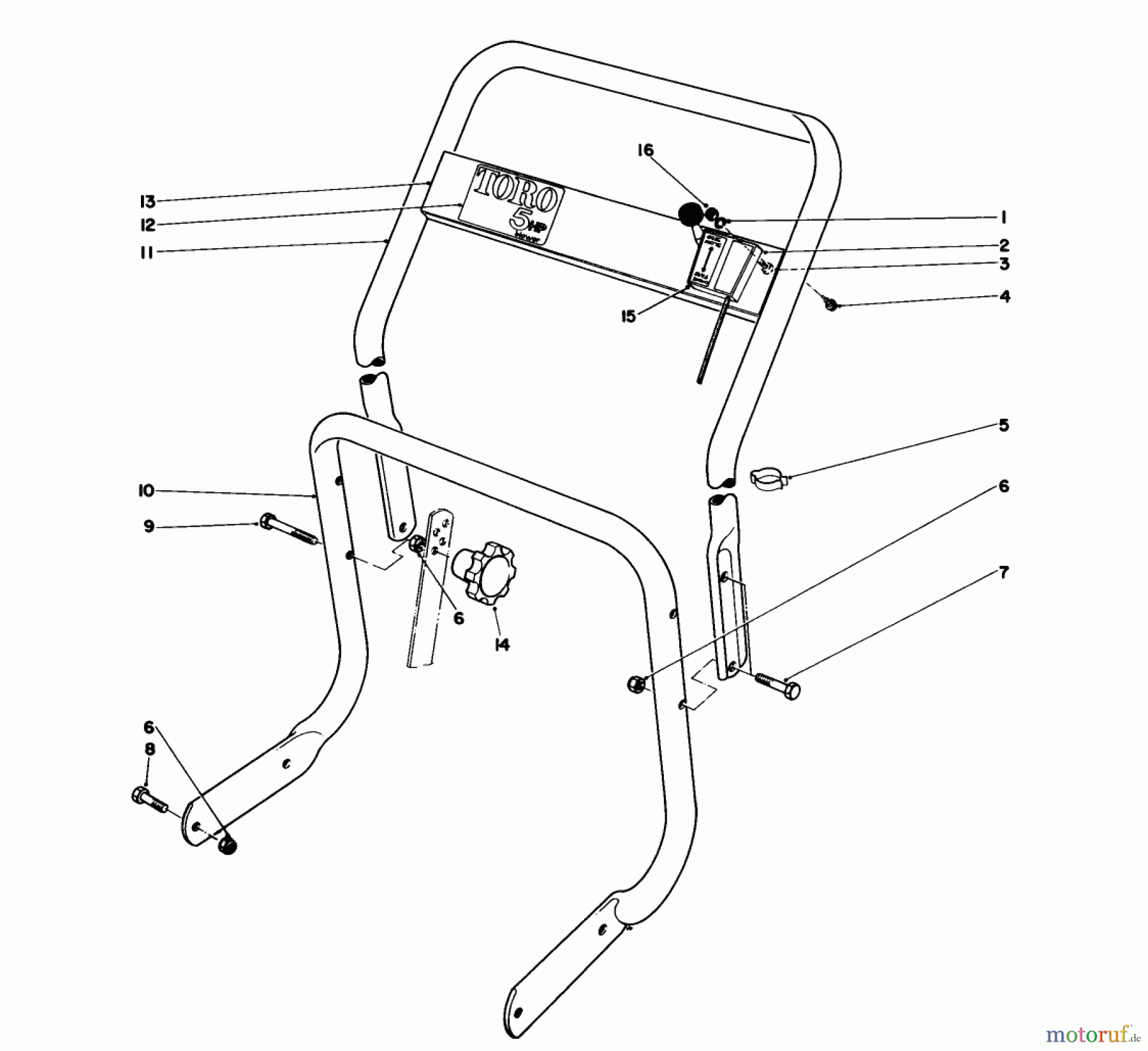  Laubbläser / Laubsauger 62933 - Toro 5 hp Lawn Blower (SN: 7000001 - 7999999) (1987) HANDLE ASSEMBLY