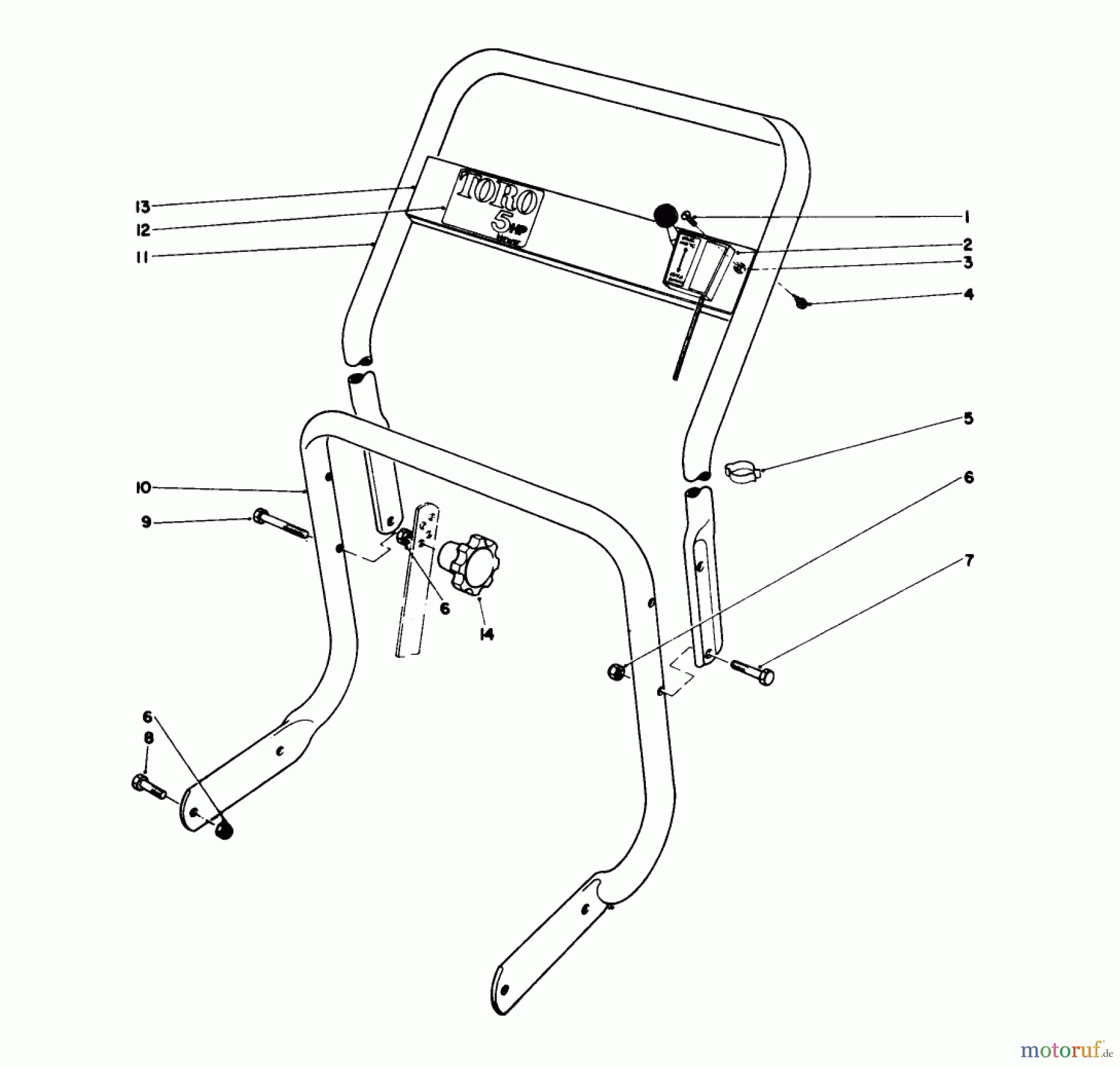  Laubbläser / Laubsauger 62933 - Toro 5 hp Lawn Blower (SN: 9000001 - 9999999) (1979) HANDLE ASSEMBLY