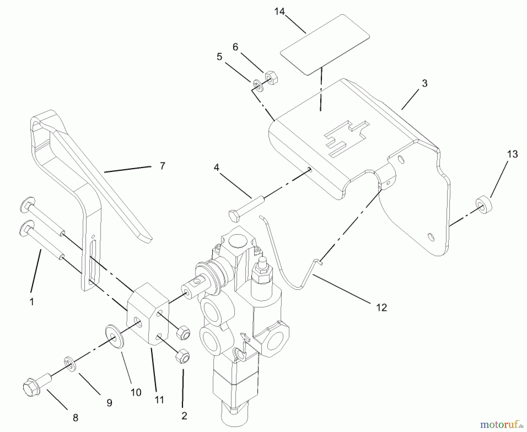  Compact Utility Attachments 22364 - Toro CE Kit, Dingo 322 and 323 Compact Utility Loaders (2001 & After) AUXILIARY VALVE CONTROL LEVER ASSEMBLY