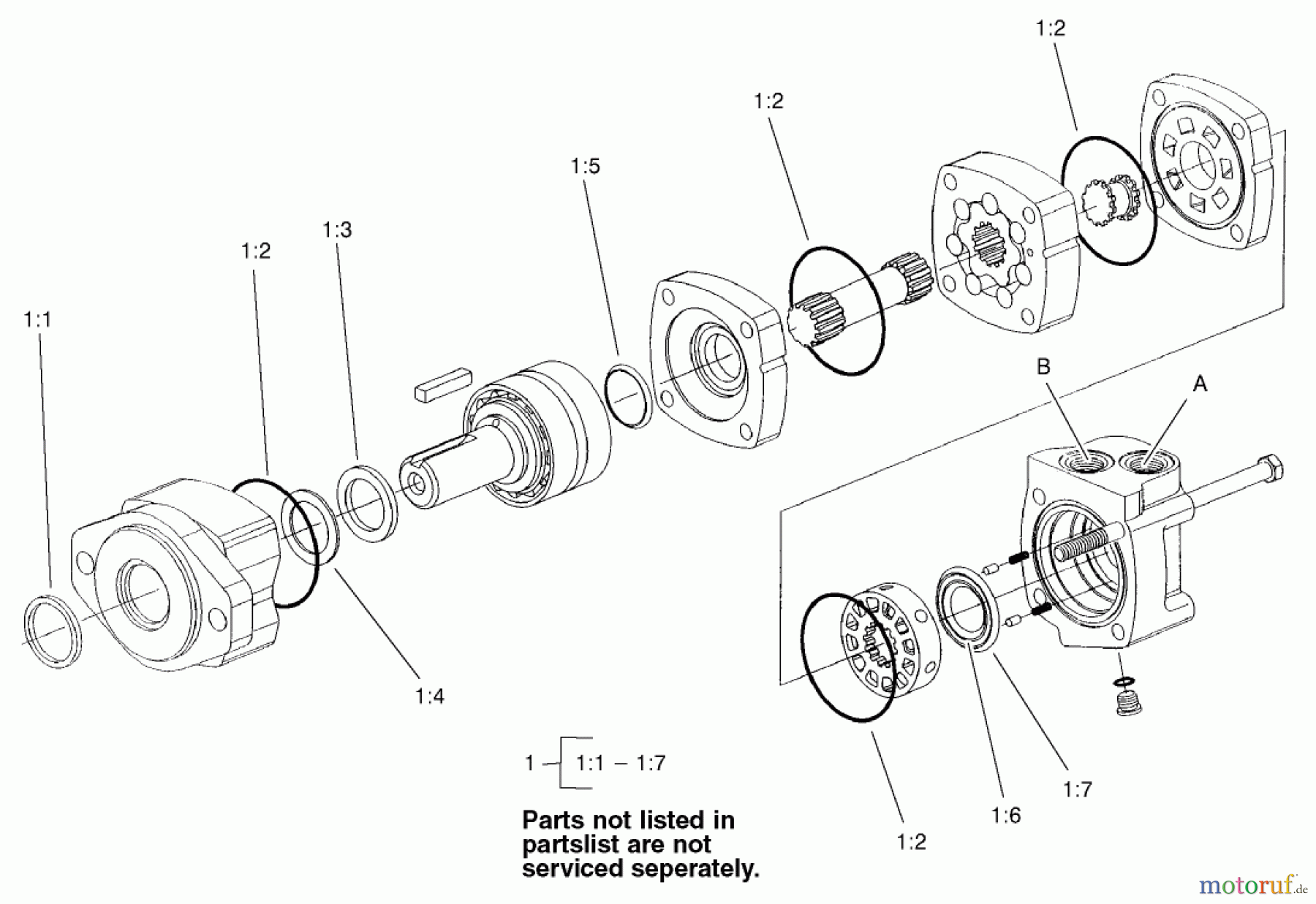  Compact Utility Attachments 22400 - Toro Auger Head, Dingo Compact Utility Loader (SN: 200000001 - 200999999) (2000) HYDRAULIC MOTOR ASSEMBLY NO. 98-8256