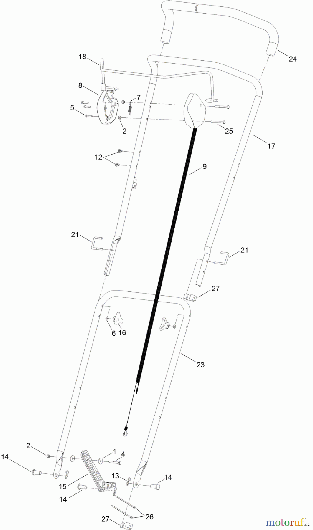  Rasenmäher 02600 - Toro HoverPro 400 Machine (SN: 314000001 - 314999999) (2014) HANDLE ASSEMBLY