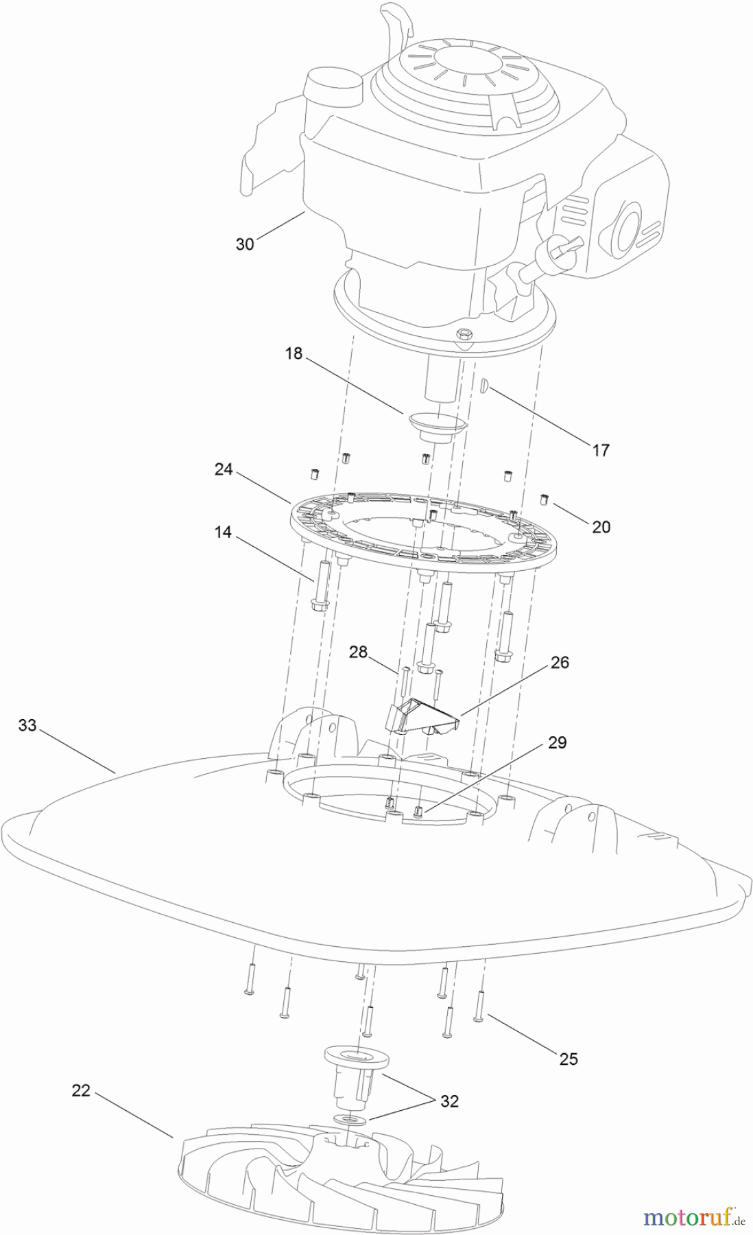  Rasenmäher 02604 - Toro HoverPro 500 Machine (SN: 313000001 - 313999999) (2013) ENGINE, DECK AND IMPELLER ASSEMBLY