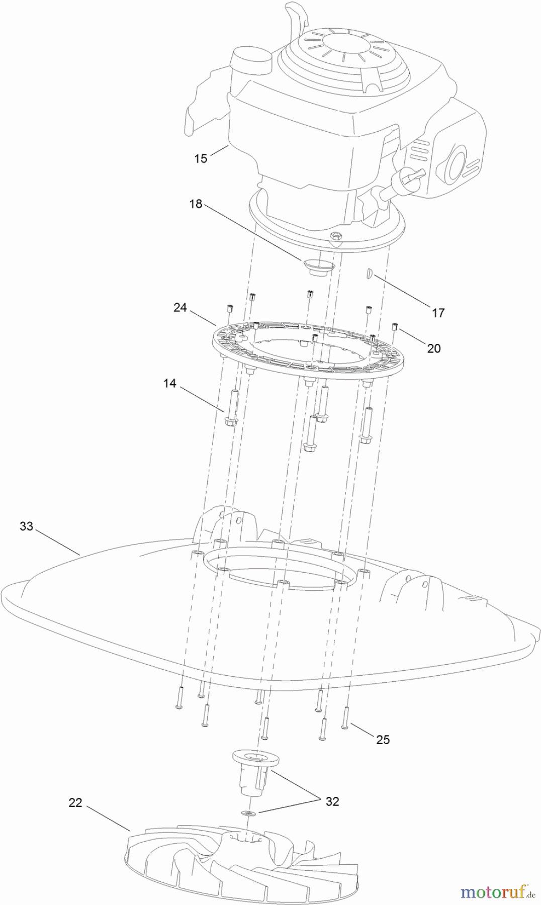  Rasenmäher 02605 - Toro HoverPro 550 Machine (SN: 312000001 - 312999999) (2012) ENGINE AND IMPELLER ASSEMBLY