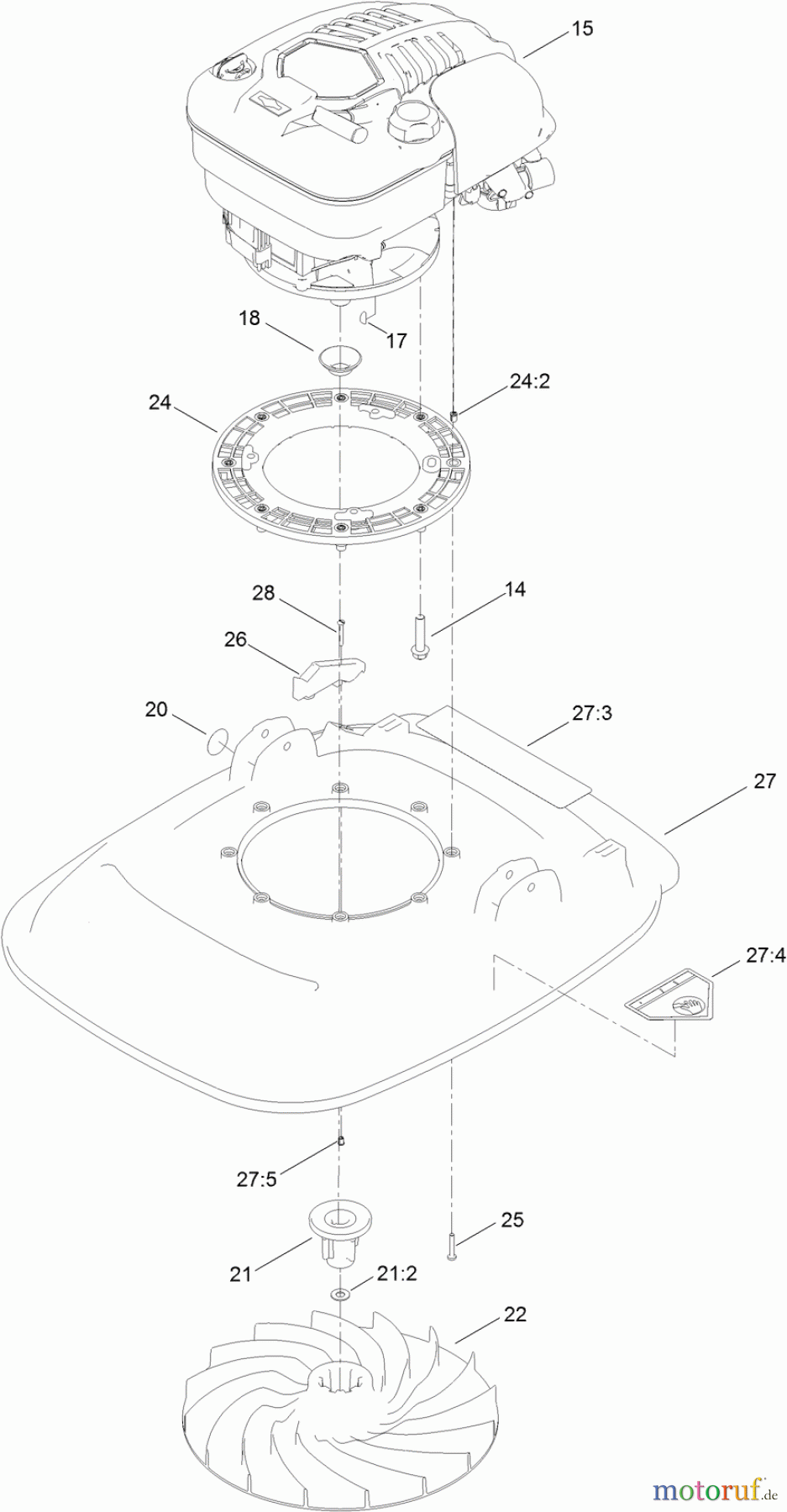  Rasenmäher 02610 - Toro HoverPro 450 Machine (SN: 314000001 - 314999999) (2014) ENGINE AND DECK ASSEMBLY