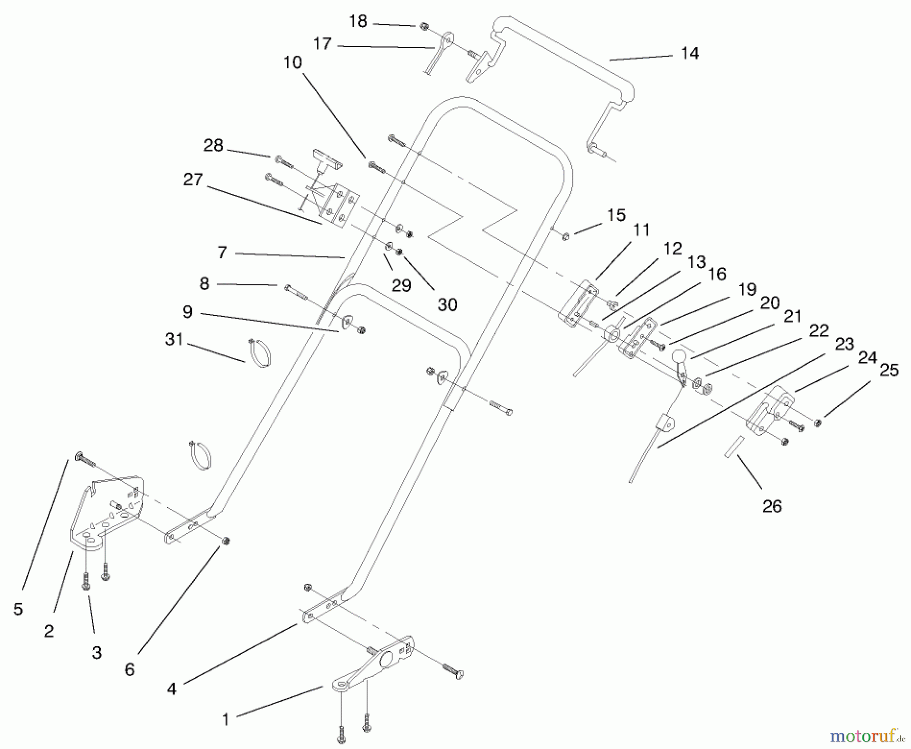  Rasenmäher 11000 - Toro Side Discharge Mower (SN: 790000001 - 799999999) (1997) HANDLE ASSEMBLY