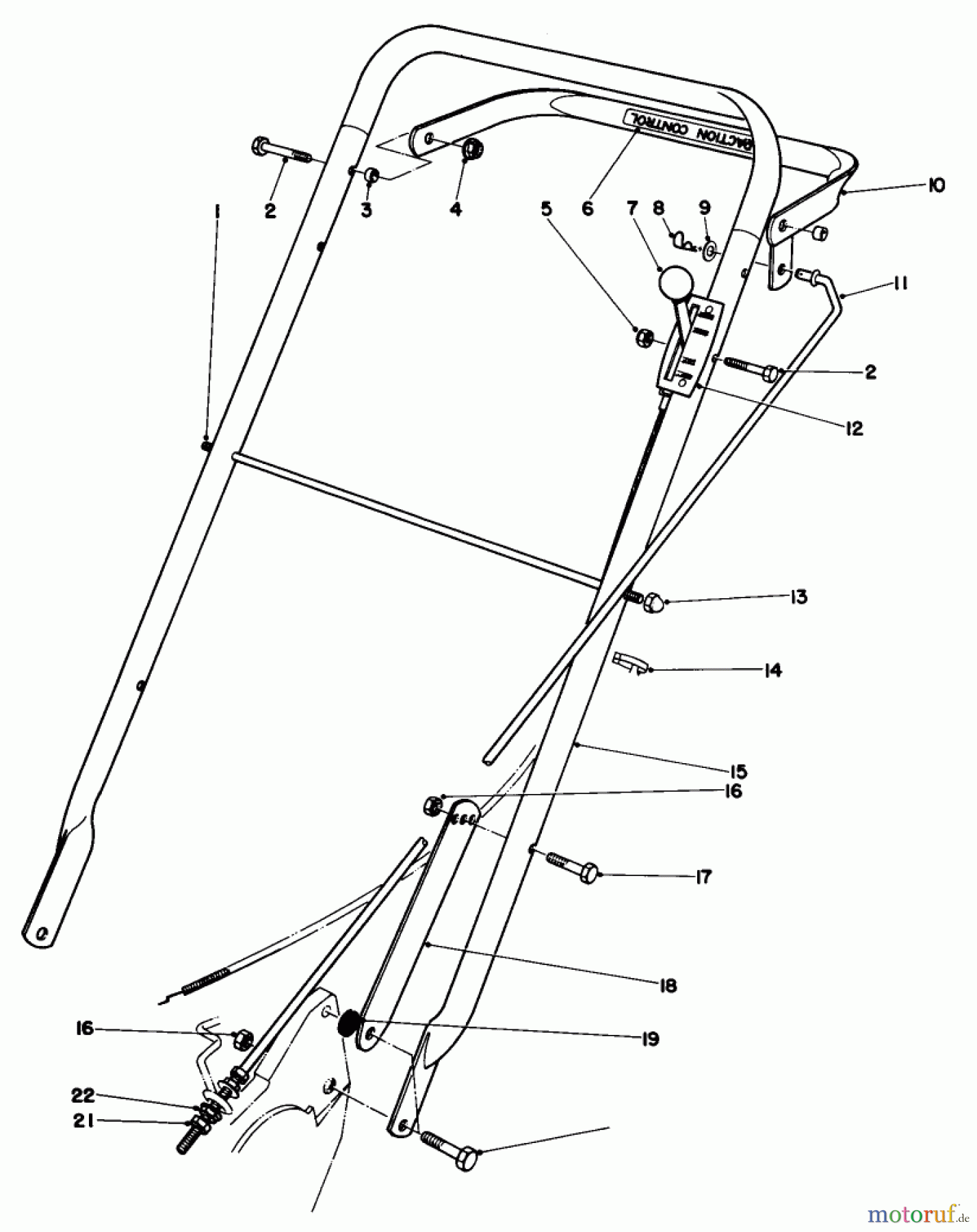  Rasenmäher 22015 - Toro Walk-Behind Mower (SN: 3000001 - 3999999) (1983) HANDLE ASSEMBLY (MODEL 22020)