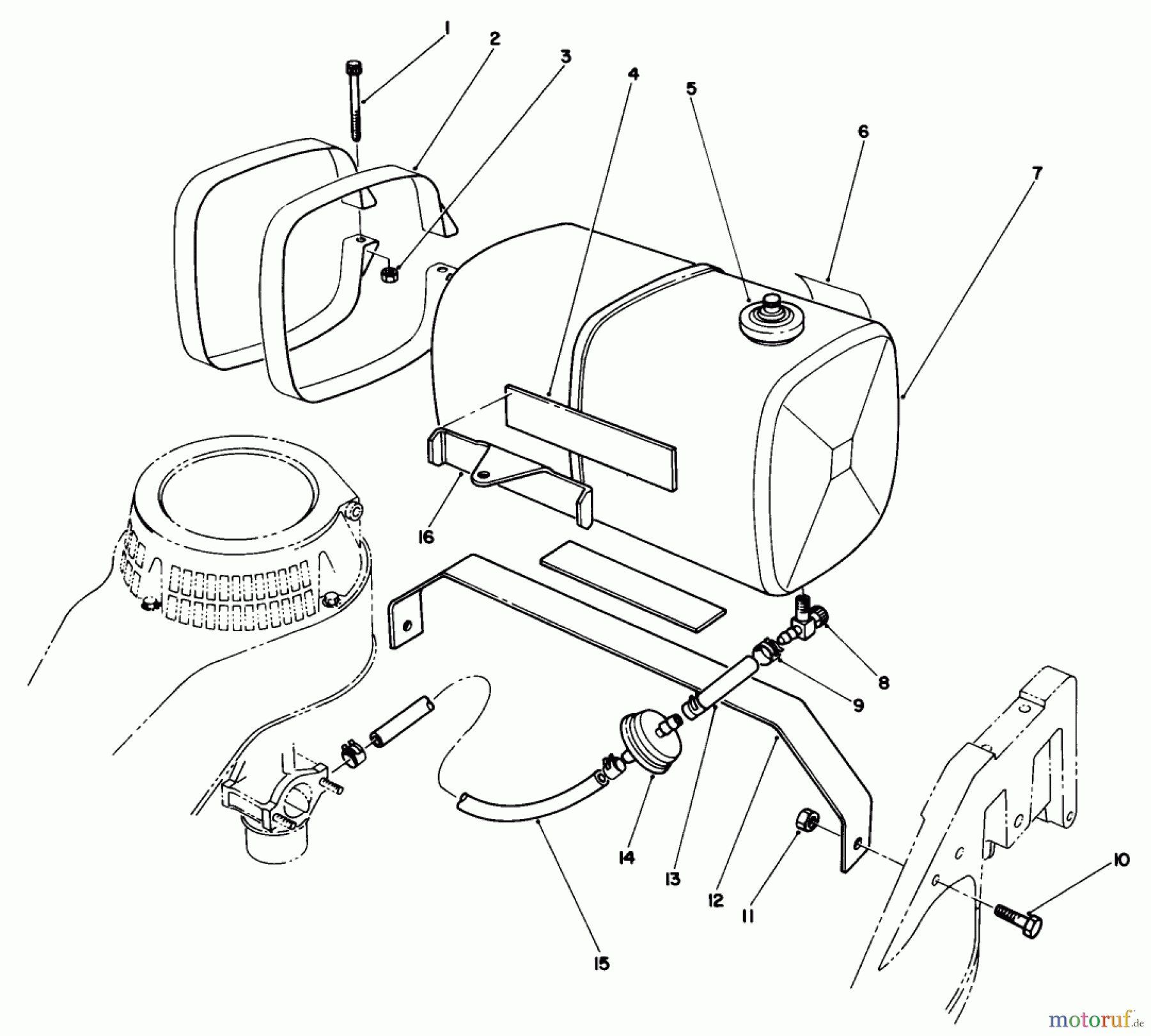  Rasenmäher 22025 - Toro Walk-Behind Mower (SN: 8000001 - 8999999) (1988) GAS TANK ASSEMBLY