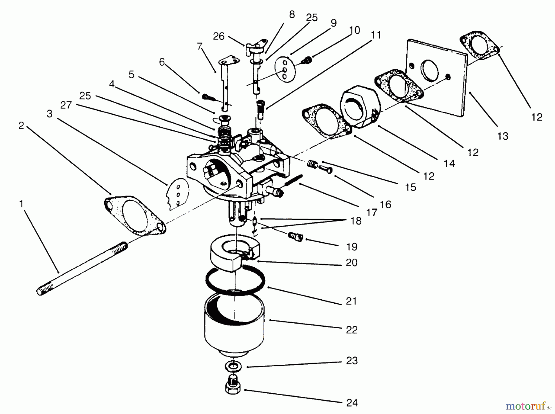  Rasenmäher 22026 - Toro Side Discharge Mower (SN: 6900001 - 6999999) (1996) CARBURETOR ASSEMBLY (MODEL NO. 47PS5-3)