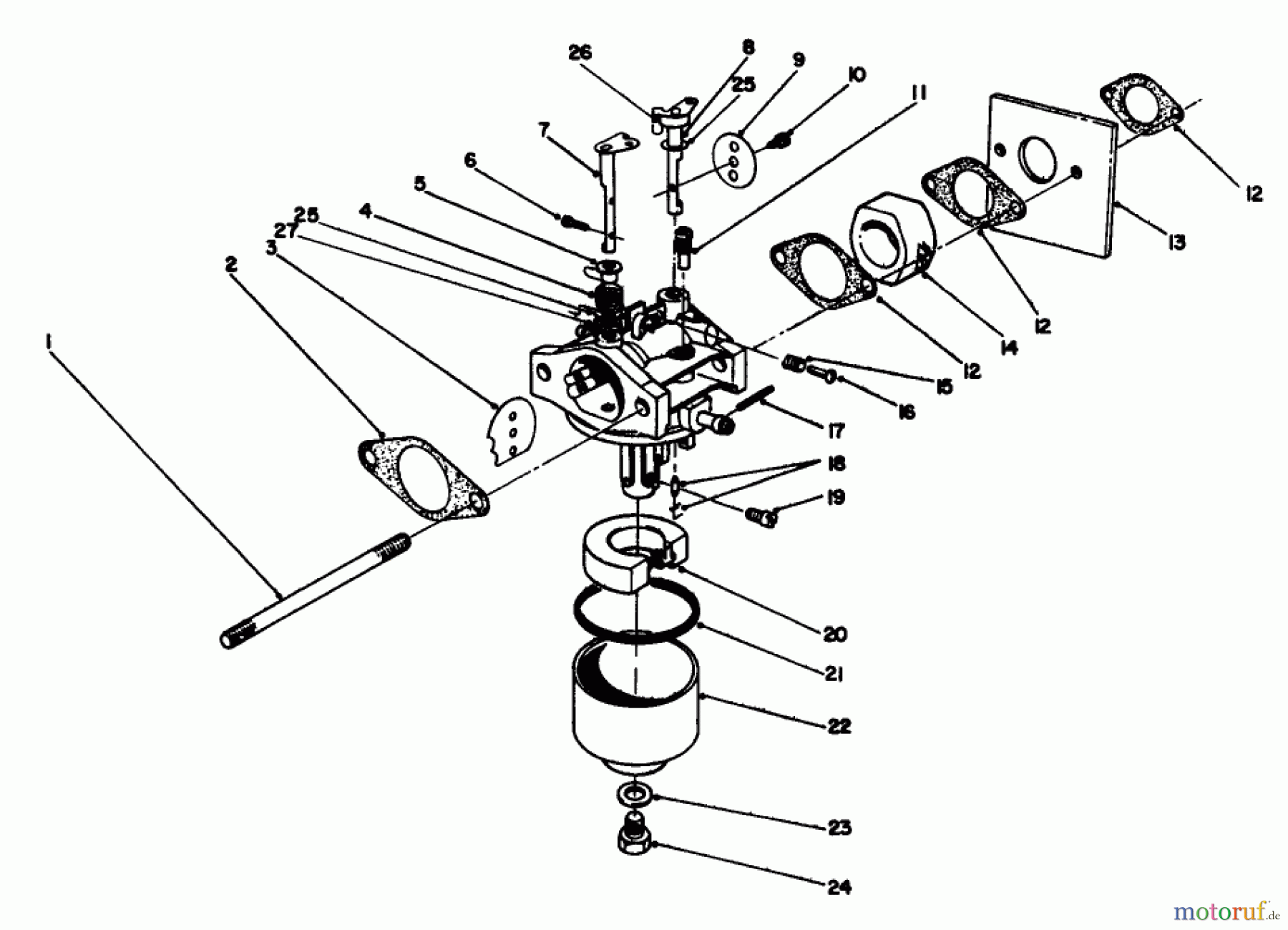  Rasenmäher 22035 - Toro Walk-Behind Mower (SN: 1000001 - 1999999) (1991) CARBURETOR ASSEMBLY (MODEL NO. 47PL0-3)